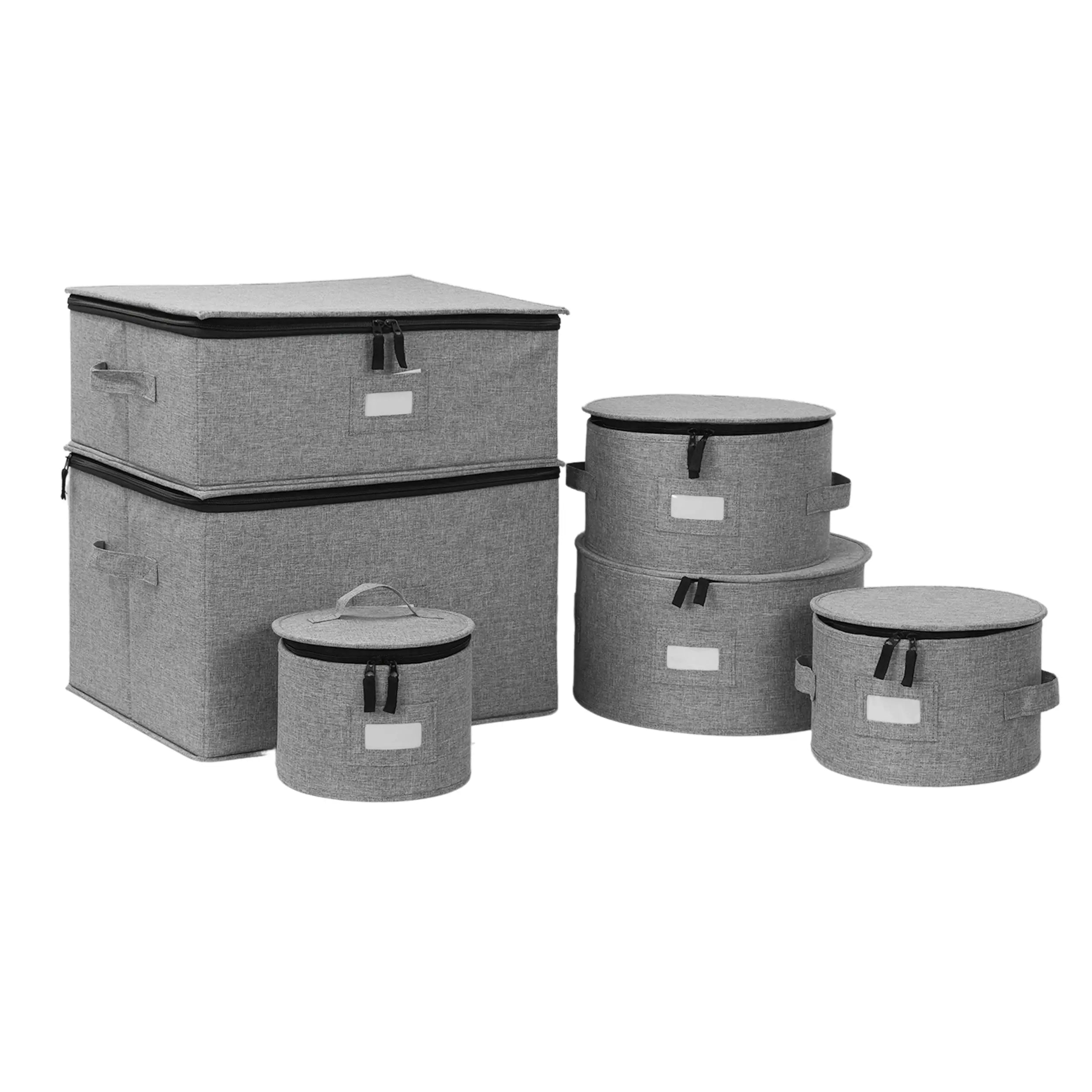 Set Completo de 6 Cajas de Almacenamiento de Vajilla de Platos, Copas de Vino y Vasos Mug, Contenedor de Carcasa Rígida y Acolchada MU:4LIFE