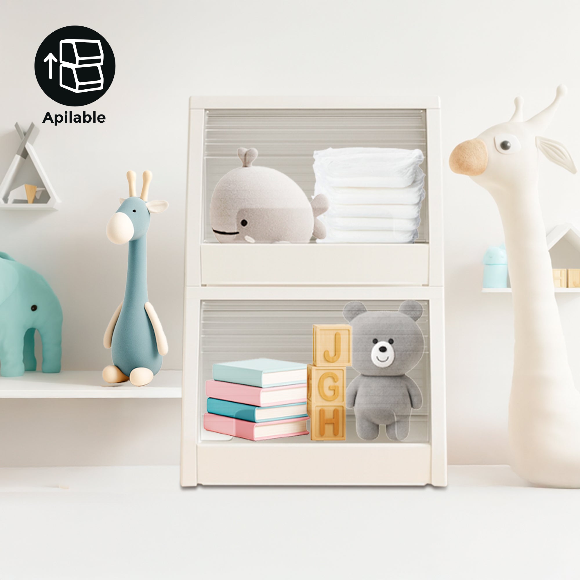 Set de 2 Cajas Deslizantes con Persiana Enrollable, Almacenaje Multiuso para Beisbol, Gorra, Ropa o Accesorios