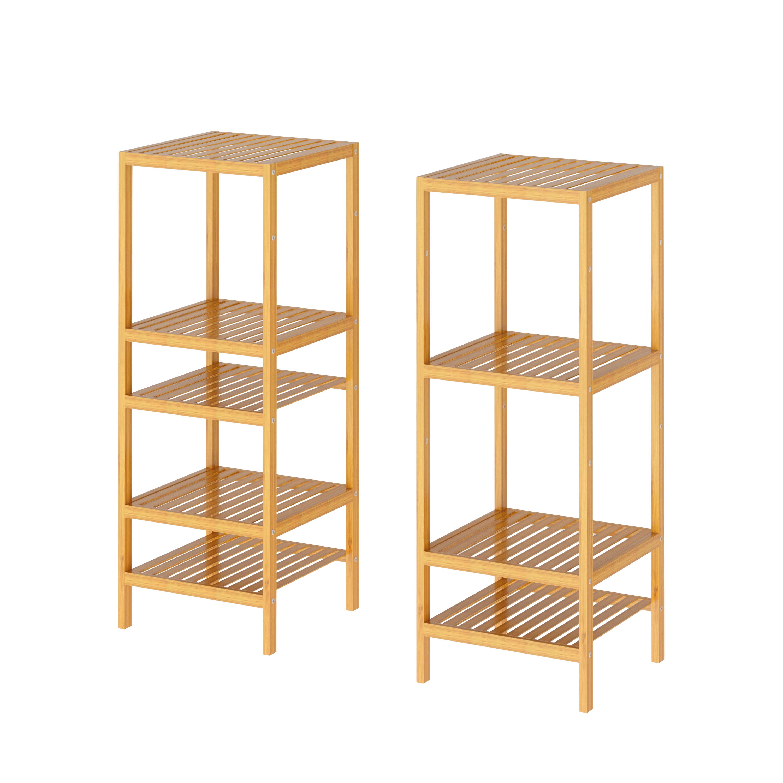 Estante DIY Multifuncional de Bambú Con Repisas Ajustable, Estantería Organizador Versátil con Varios Compartimentos de Almacenamiento para Baño, Cocina, Sala y Soporte para Plantas (Natural)