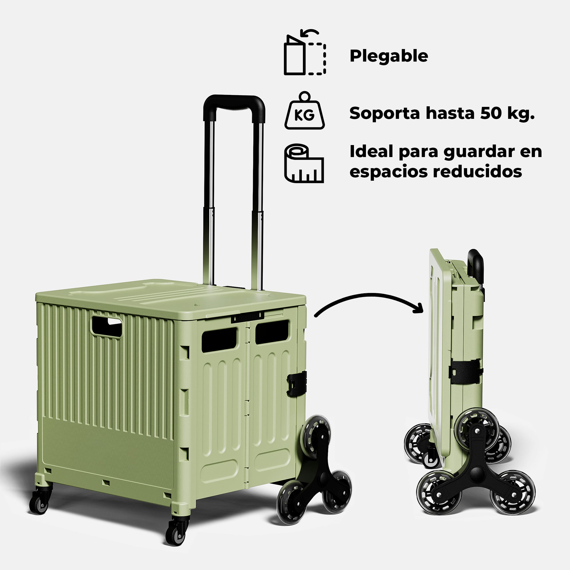 Carrito De Mandado Carga 54 L Plegable Con Rueda Subescalera