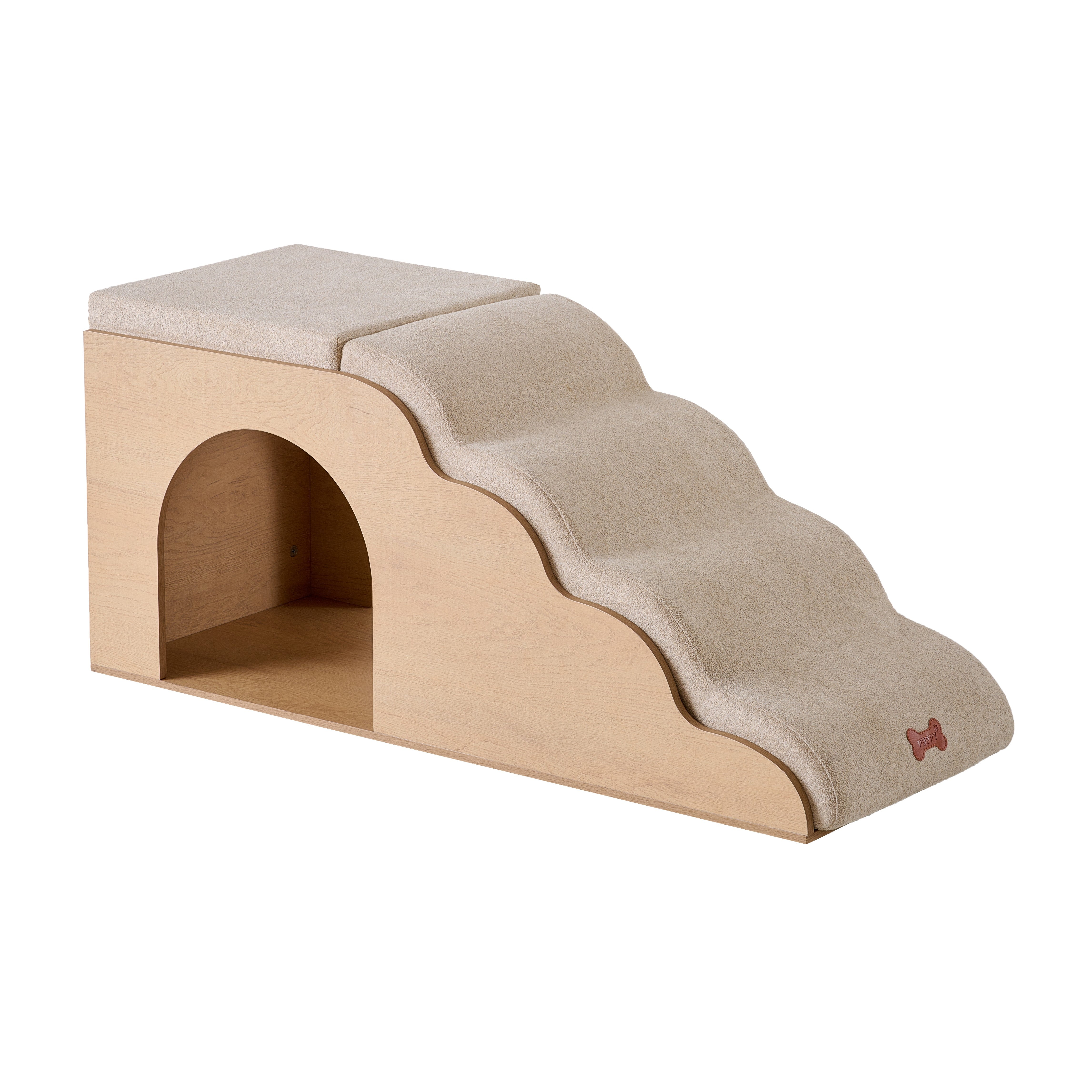 Escalera para Perros con Casa y Funda Desmontable Lavable, Diseño Ergonómica y Relleno de Espuma de Alta Densidad