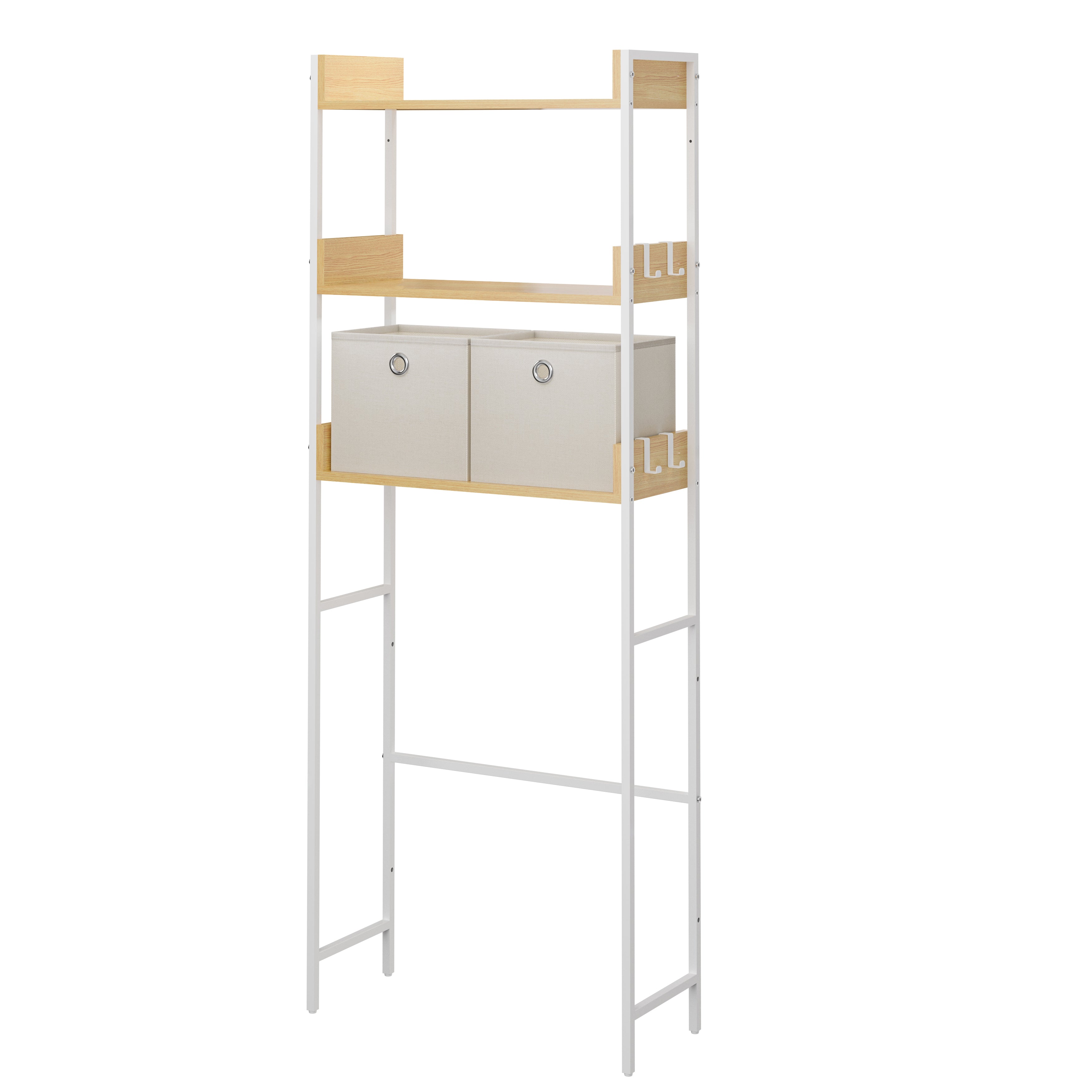 Estante de 3 Niveles para sobre el Inodoro con 2 Cajas de Almacenamiento Organizador de Baño