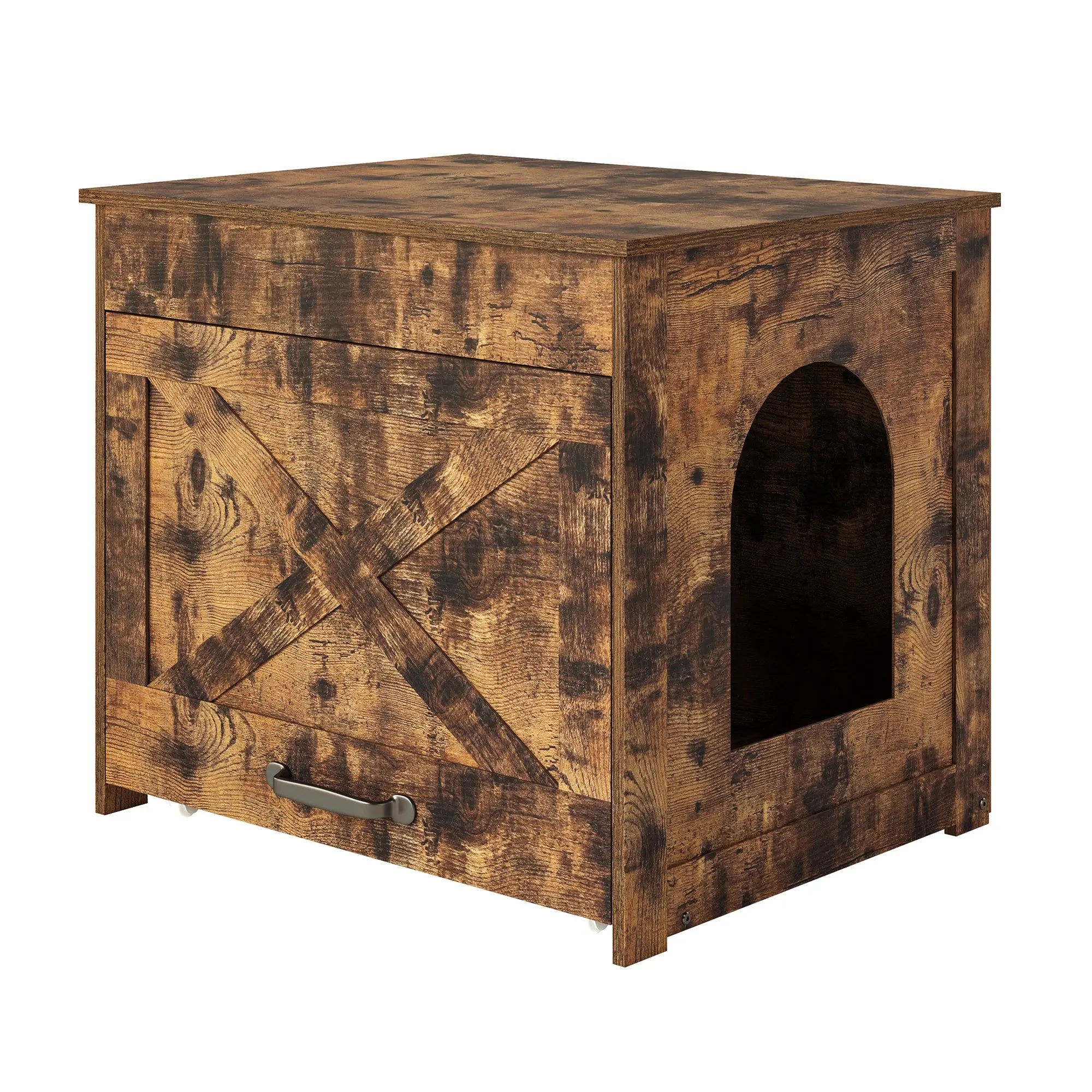 MU:4LIFE Pull-out Mueble Caja Arenero para Gato con Tabla Rascador Y Ruedas MU:4LIFE