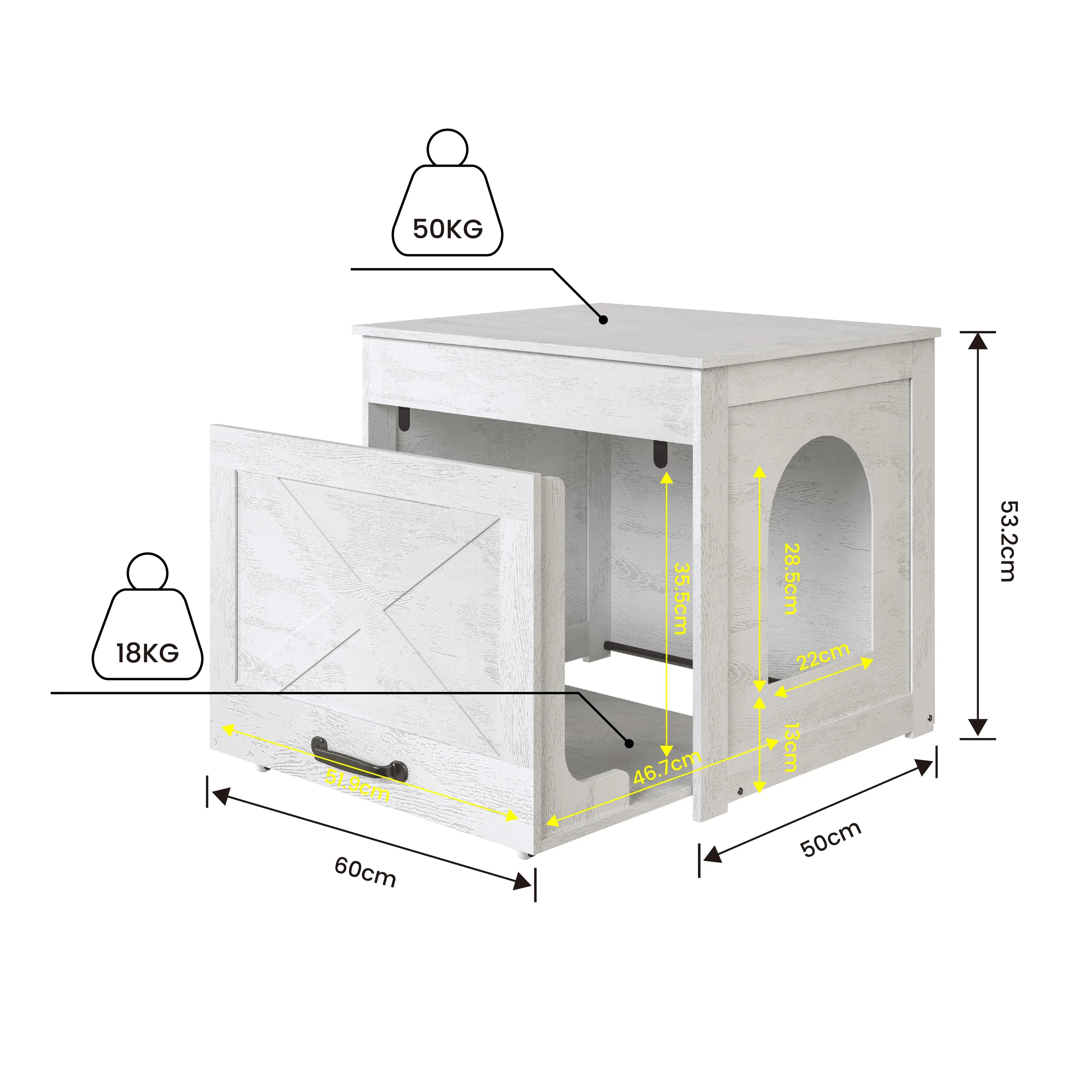 MU:4LIFE Pull-out Mueble Caja Arenero para Gato con Tabla Rascador Y Ruedas MU:4LIFE