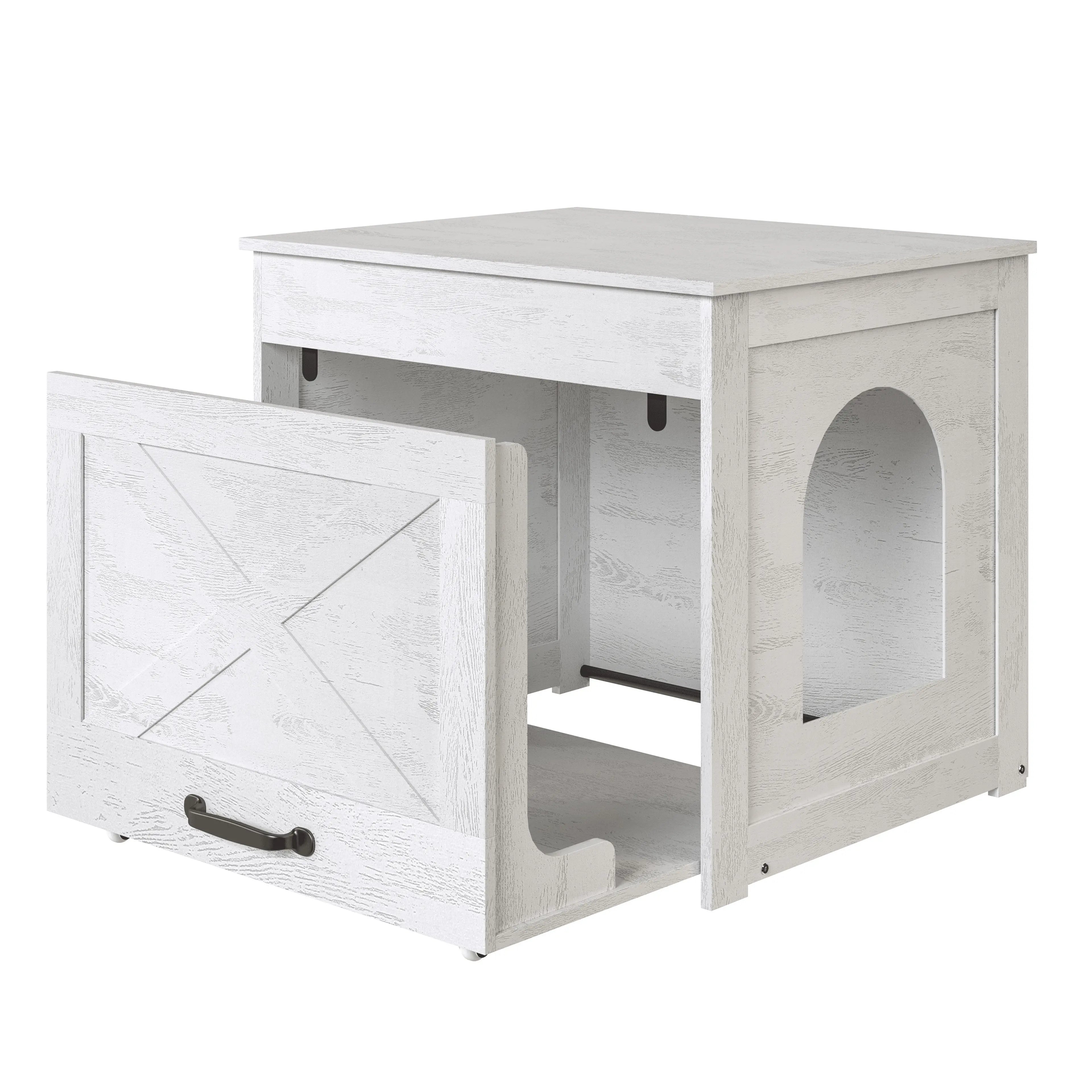 MU:4LIFE Pull-out Mueble Caja Arenero para Gato con Tabla Rascador Y Ruedas MU:4LIFE