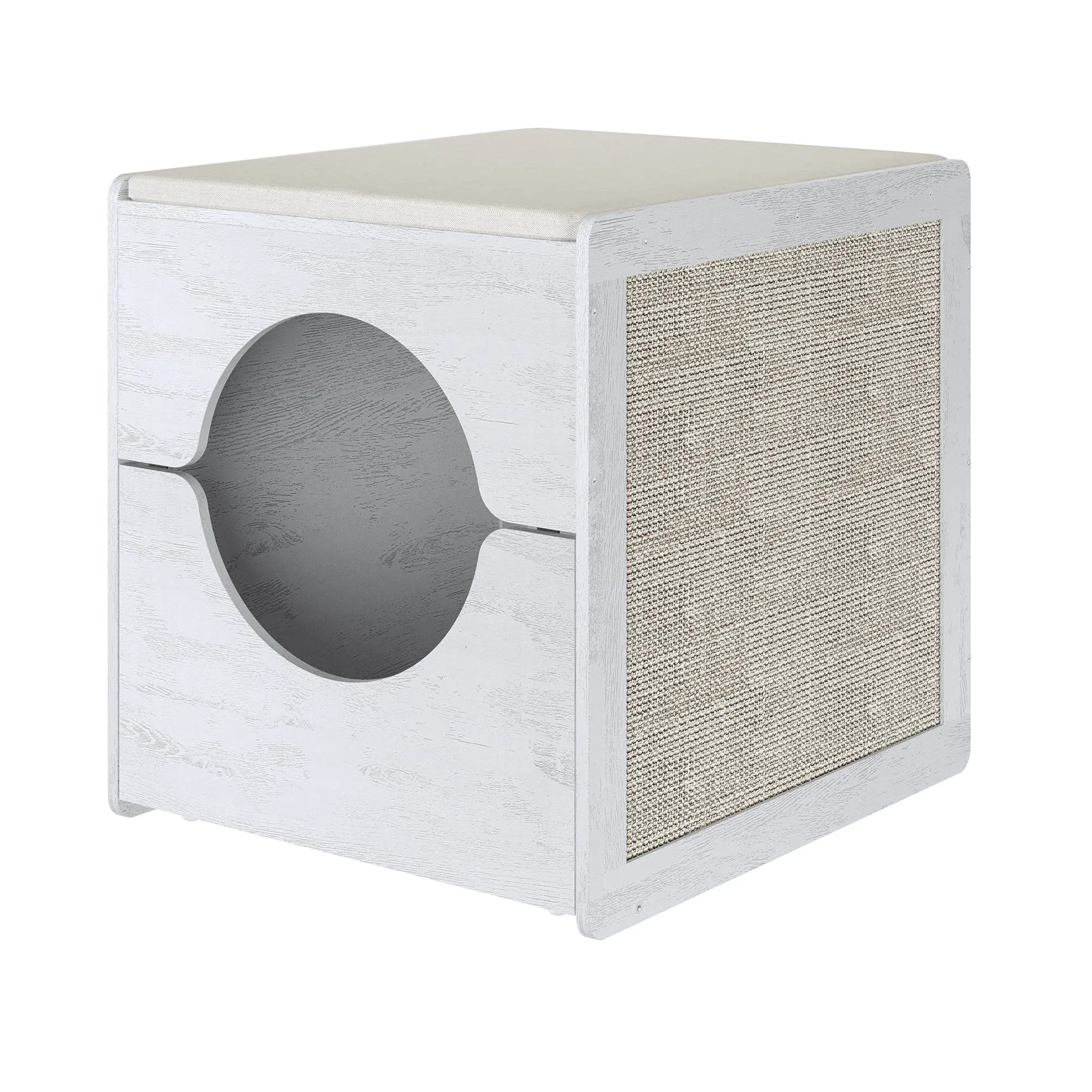 MU:4LIFE Pull-out Mueble Caja Gabinete de Arenero para Gato con Tabla Rascador, Cojin Y Ruedas MU:4LIFE