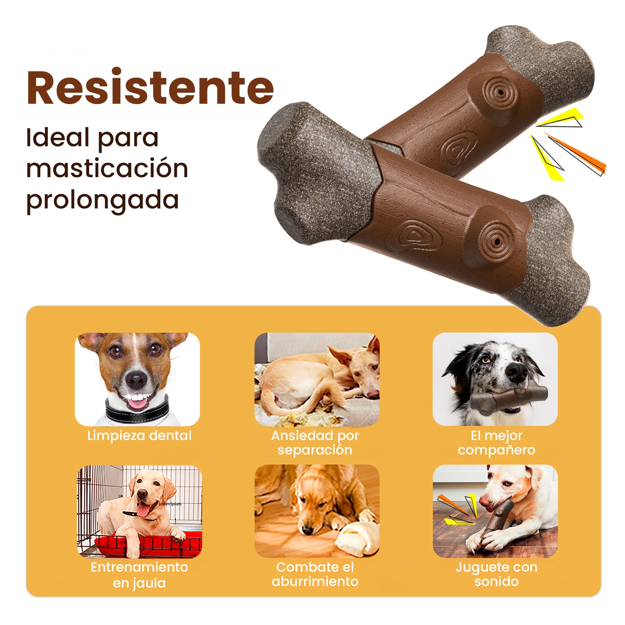 Juguete Hueso Masticable de Fibra de Café con Chillador, Resistente para Perros Medianos y Grandes