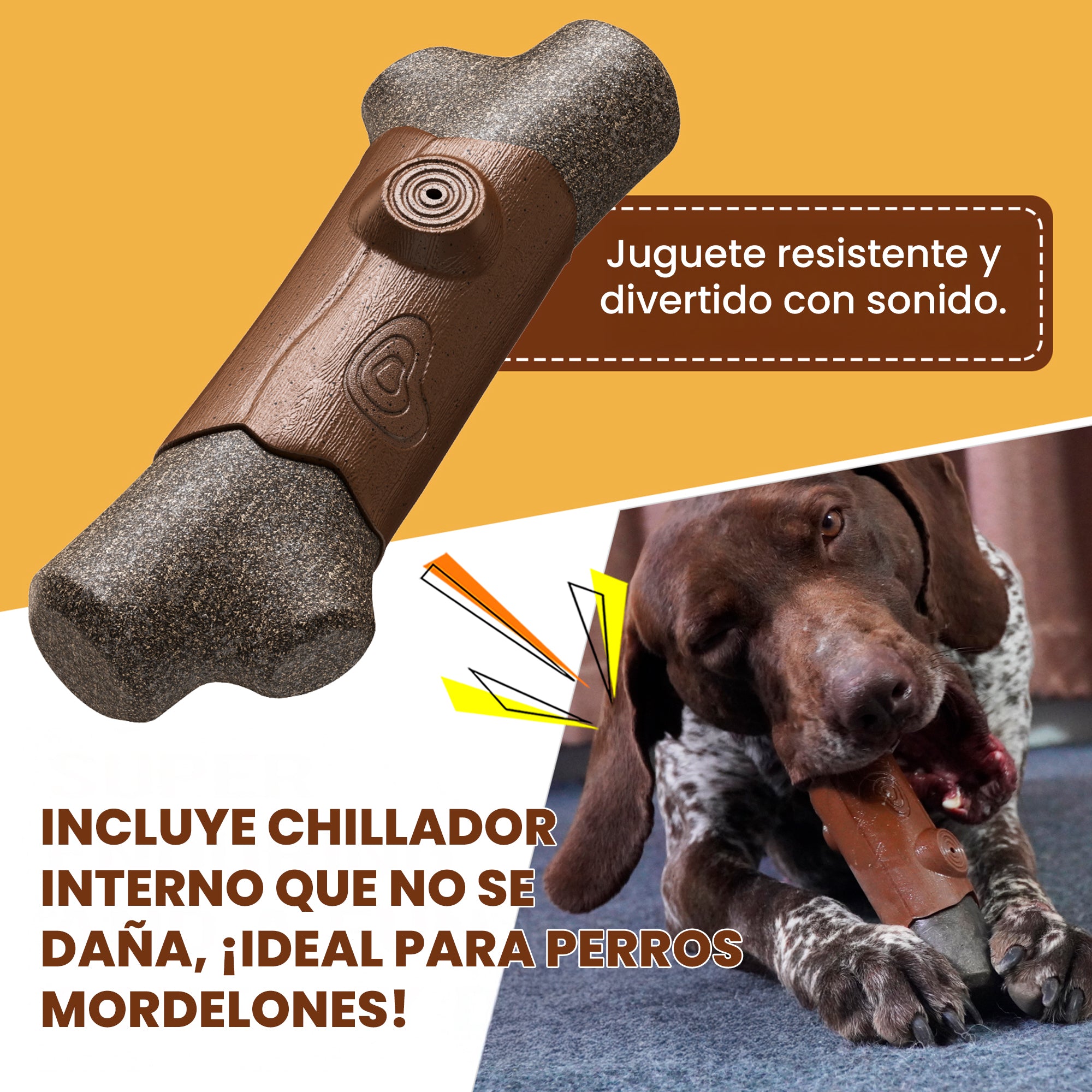 Juguete Hueso Masticable de Fibra de Café con Chillador, Resistente para Perros Medianos y Grandes