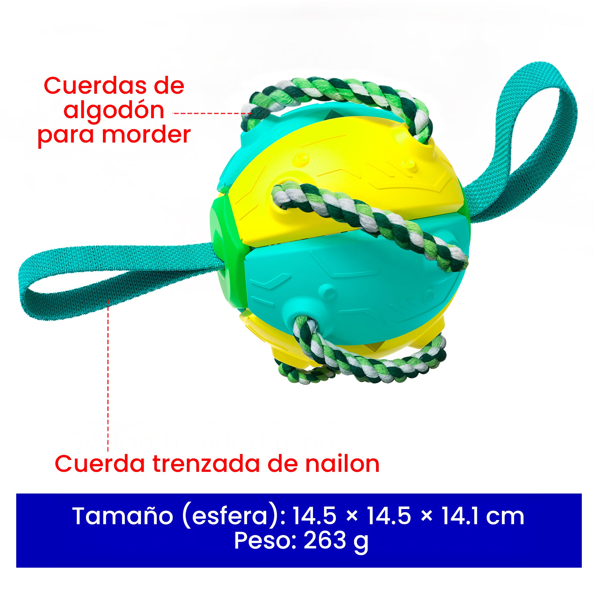 Pelota Juguete Interactivo para Perros，Frisbee con Cuerda Para Todas las Razas