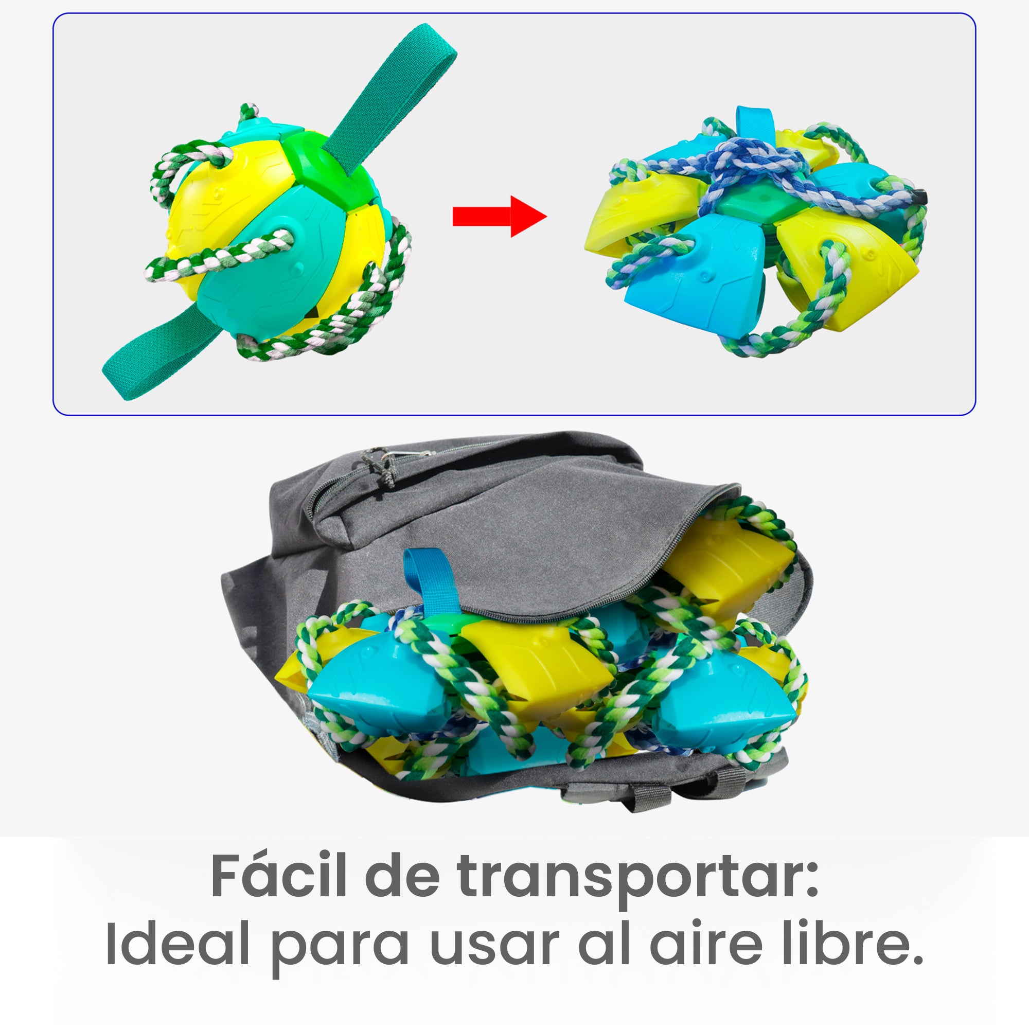 Pelota Juguete Interactivo para Perros，Frisbee con Cuerda Para Todas las Razas