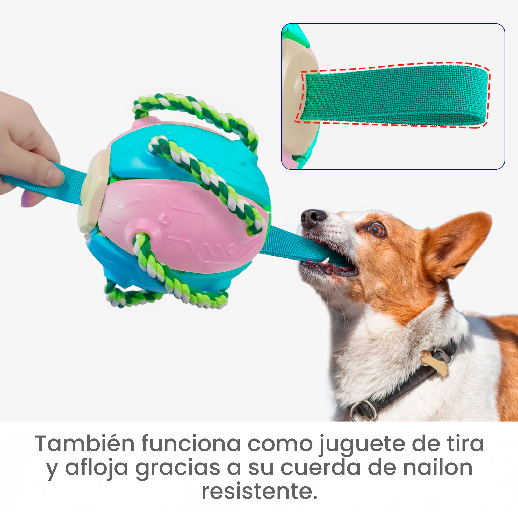 Pelota Juguete Interactivo para Perros，Frisbee con Cuerda Para Todas las Razas