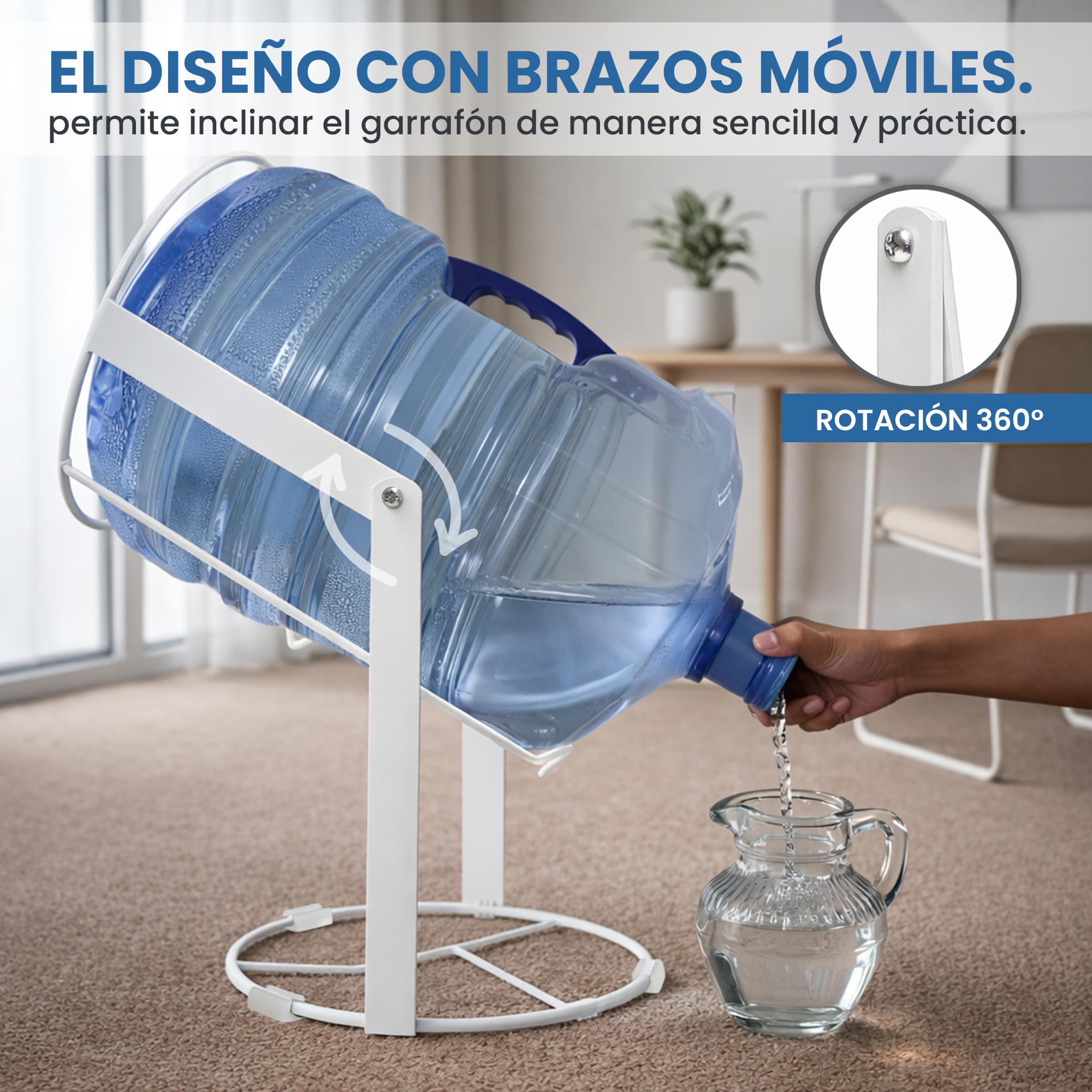 Soporte Inclinable para Garrafón 20L con Giro 360° Con Estructura Metálica Reforzada