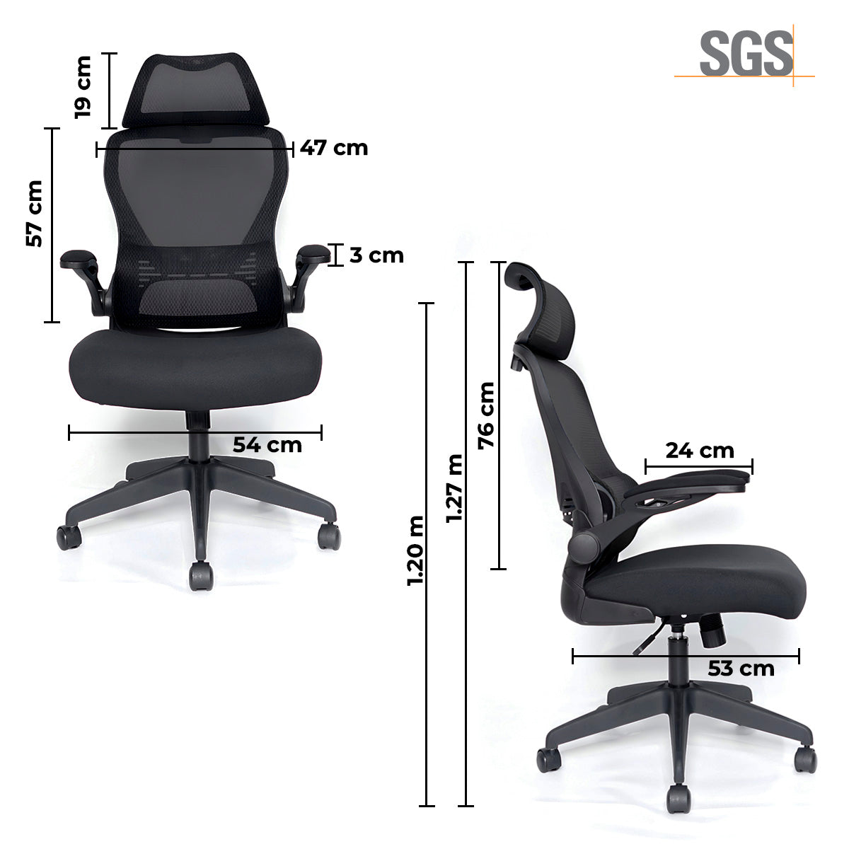 Silla De Oficina Escritorio Ergonómica Tapizado De Malla Negro