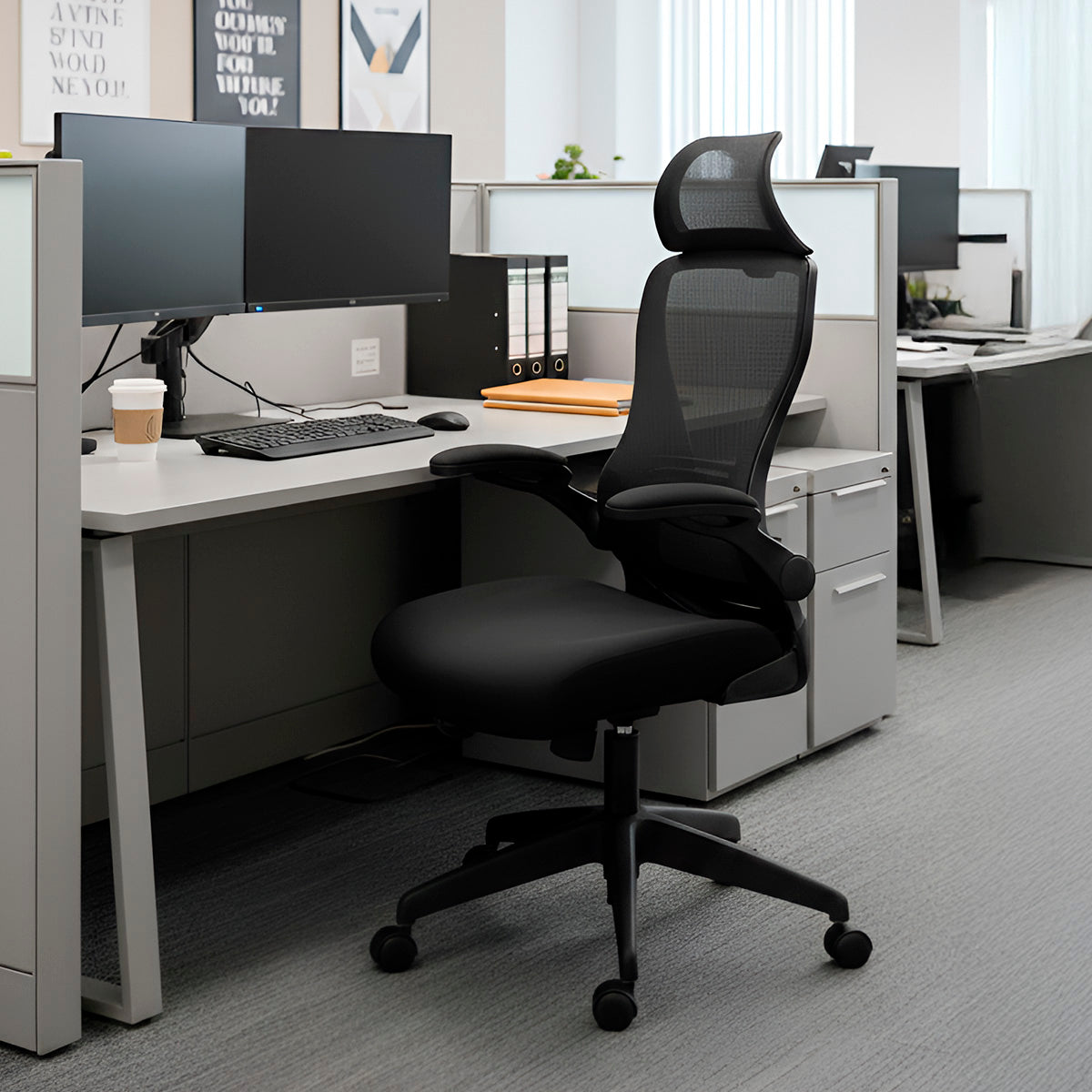 Silla De Oficina Escritorio Ergonómica Tapizado De Malla Negro