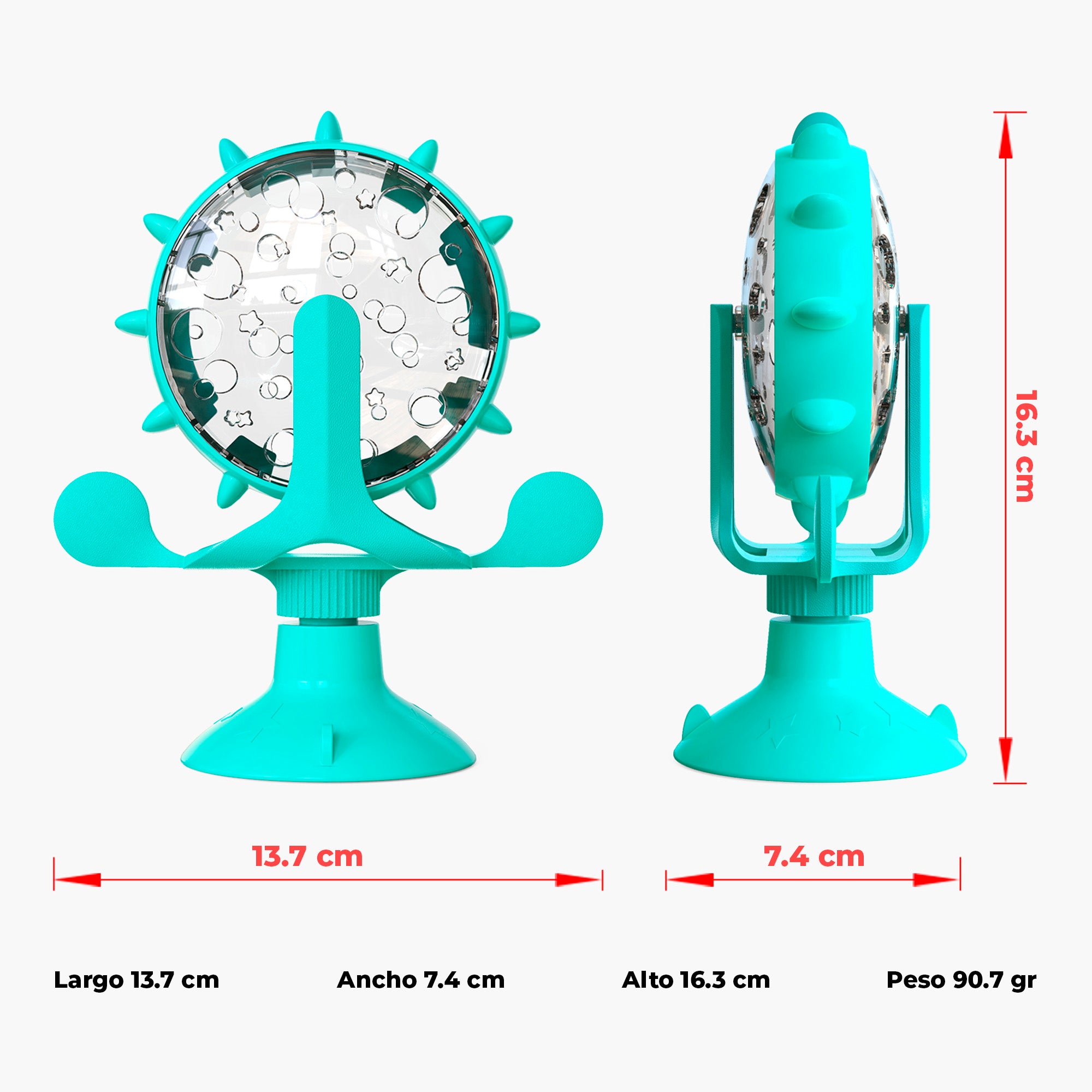 Juguete Interactivo para Gatos 2 en 1 con Dispensador Giratorio de Alimento, Base con Ventosa Antideslizante y Entrenador Antiansiedad para Croquetas y Premios