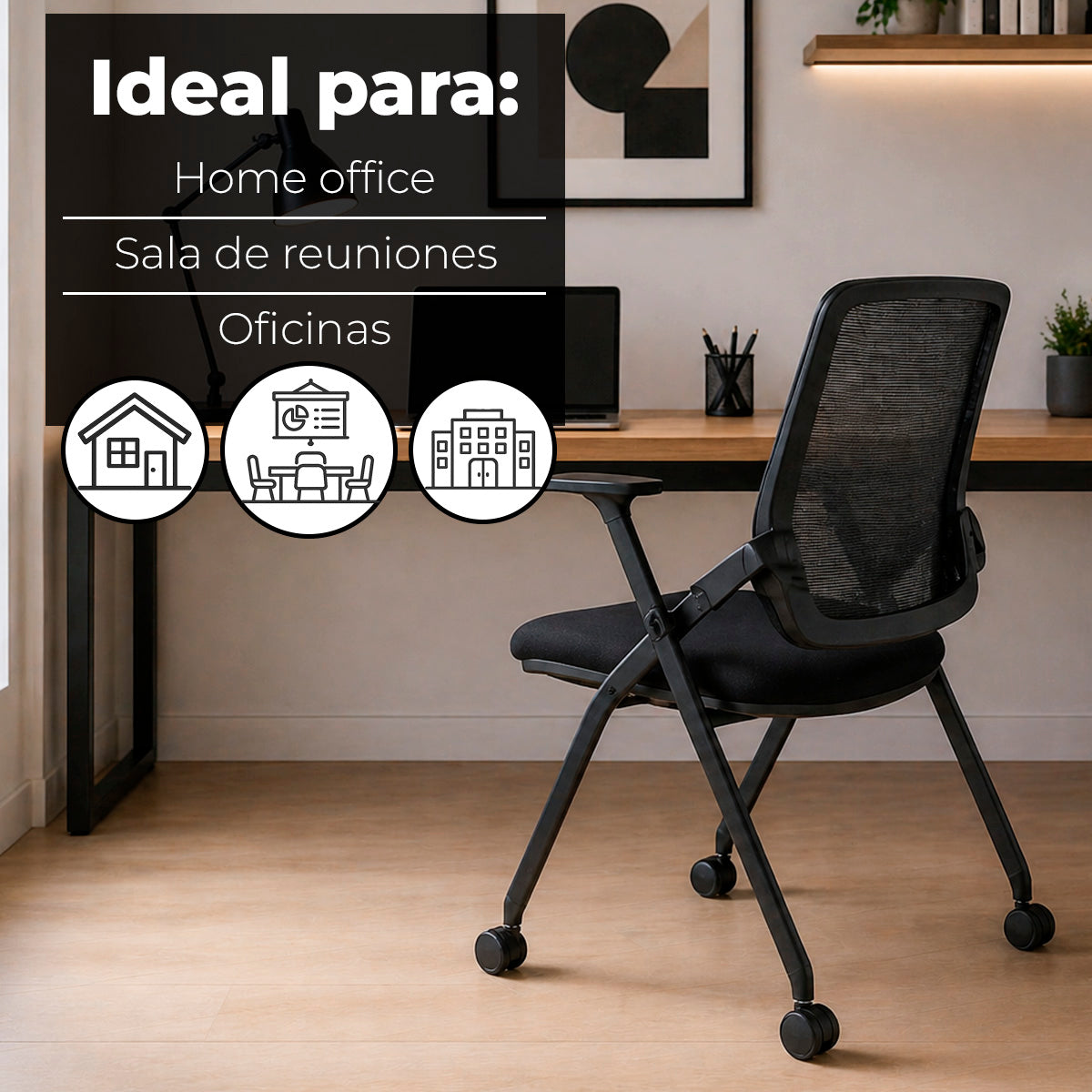 Paquete de 2 Sillas Ejecutivas con Respaldo de Malla, Descansabrazos y Ruedas | Negro o Gris