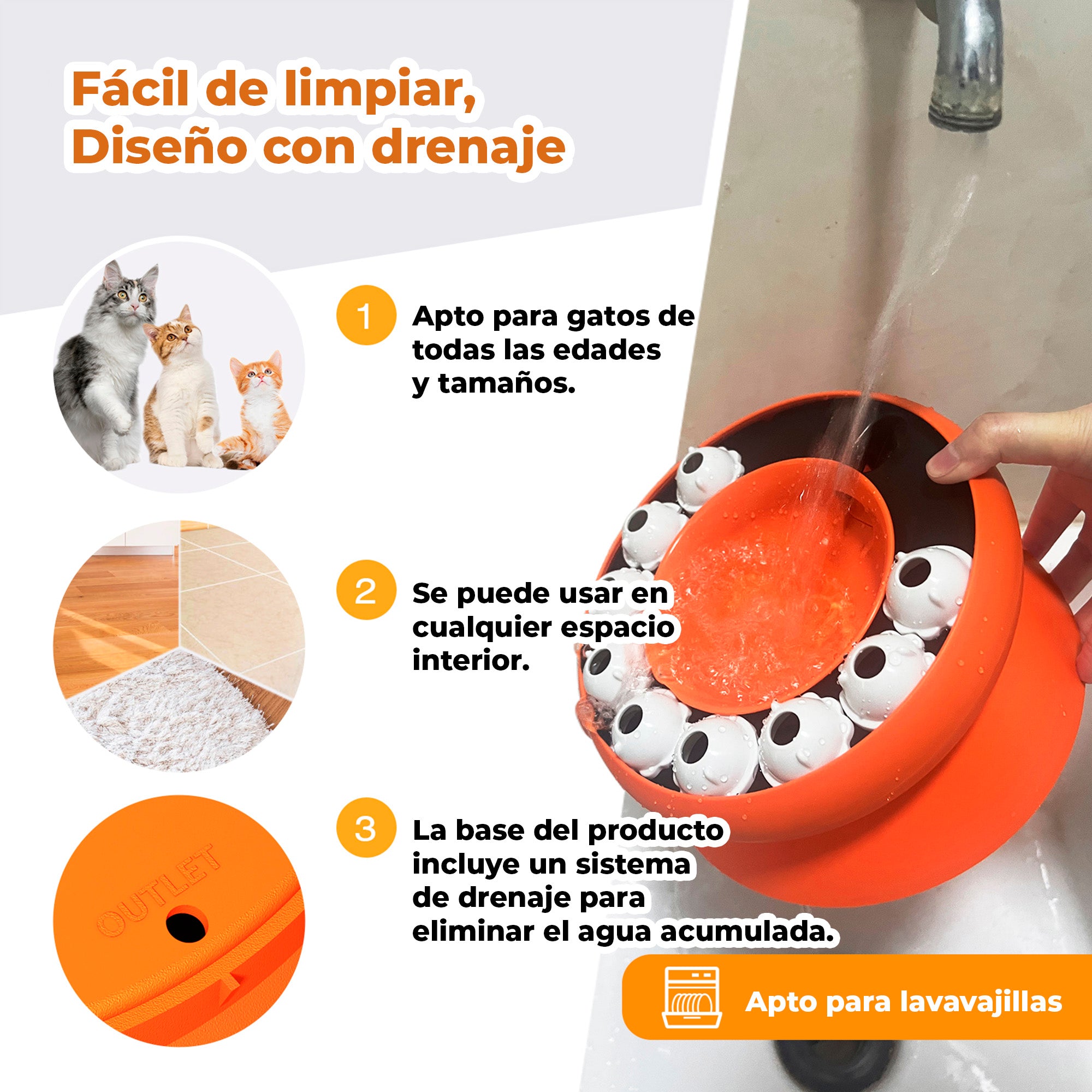 Juguete de Rompecabezas para Gatos, Plato Interactivo con Inclinación de 15°