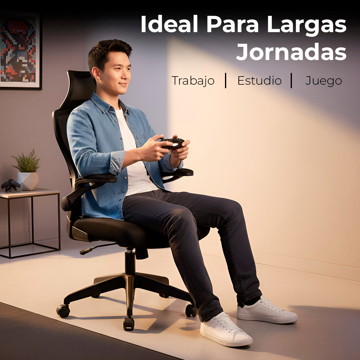 Silla De Oficina Escritorio Ergonómica Tapizado De Malla Negro