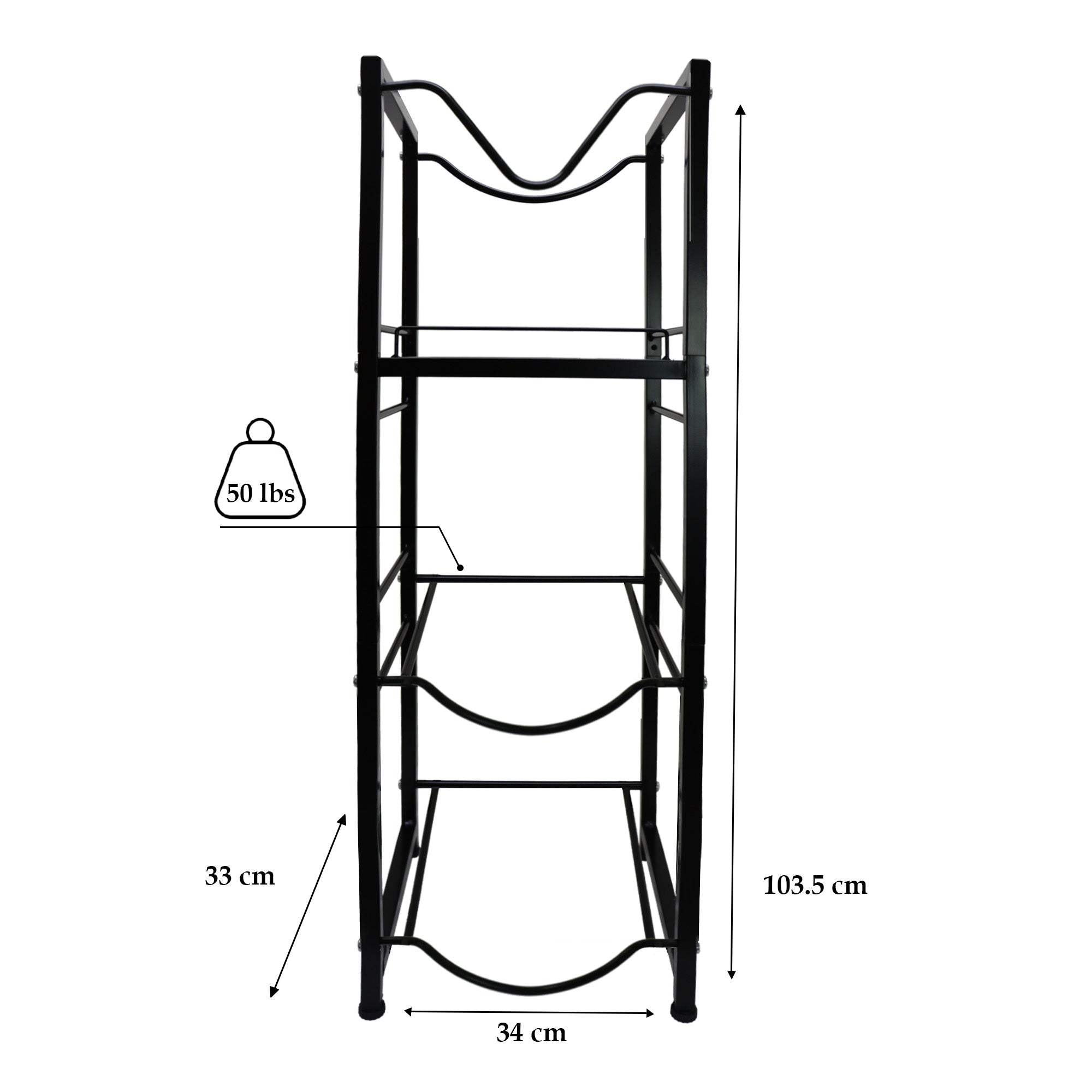 Estante soporte para 3 garrafones con repisa y 2 dispensadores