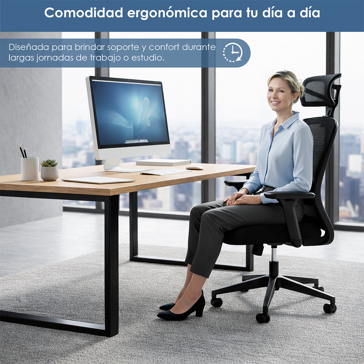 Silla Ergonómica con Soporte Lumbar De Escritorio, Dormitorio.