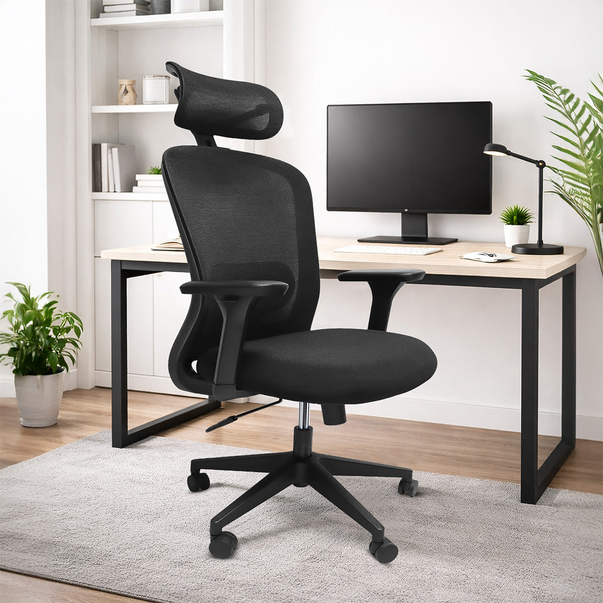 Silla Ergonómica con Soporte Lumbar, Apoyacabezas y Altura Ajustable | Negro o Naranja