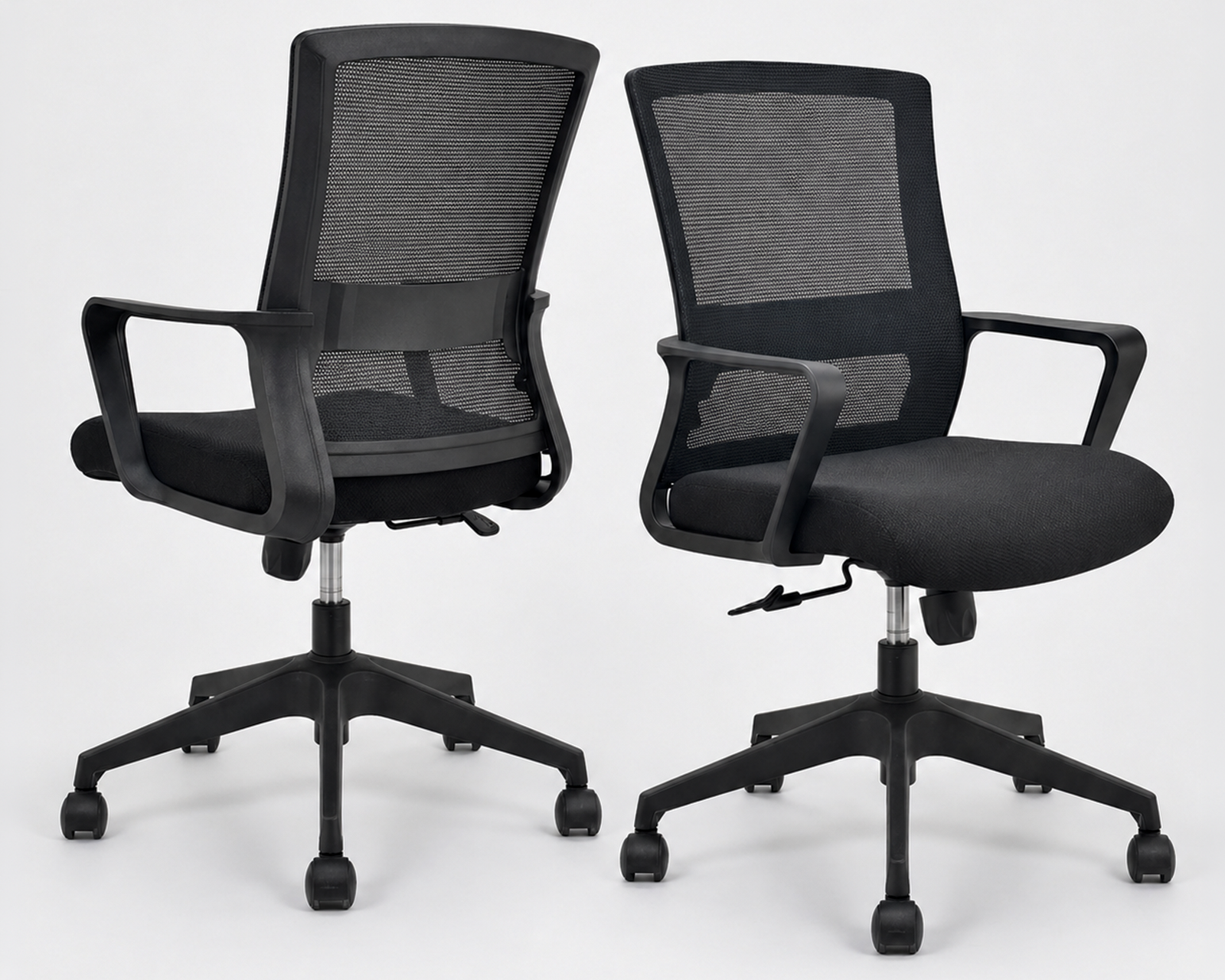 Pack de 2 Sillas de Oficina Ergonómicas con Respaldo de Malla – Soporte Lumbar | Negro