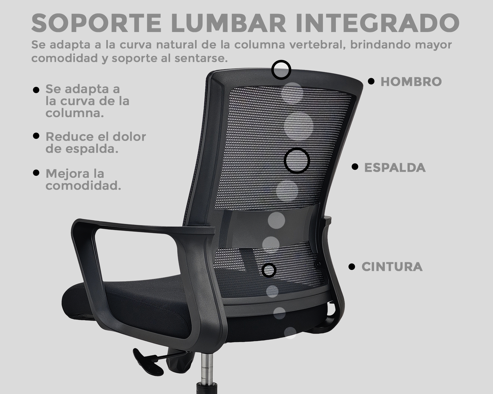 Pack de 2 Sillas de Oficina Ergonómicas con Respaldo de Malla – Soporte Lumbar | Negro