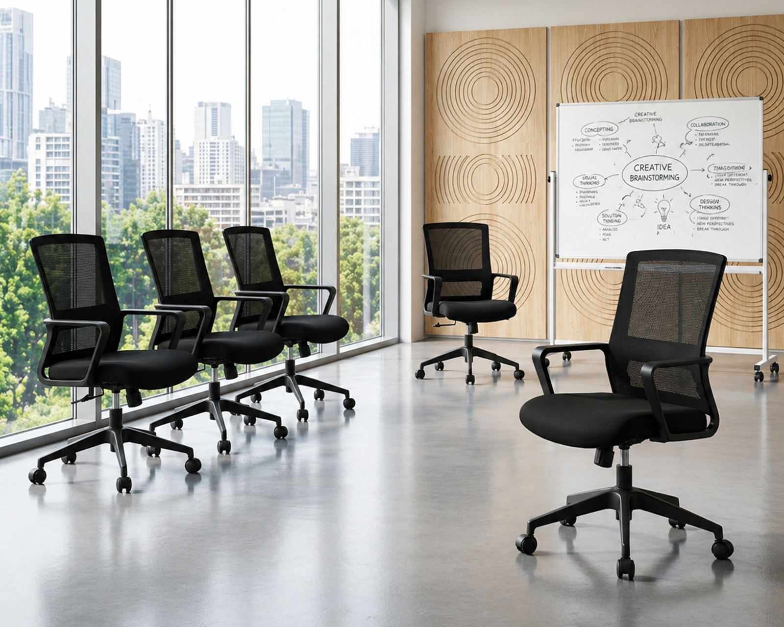 Pack de 2 Sillas de Oficina Ergonómicas con Respaldo de Malla – Soporte Lumbar | Negro