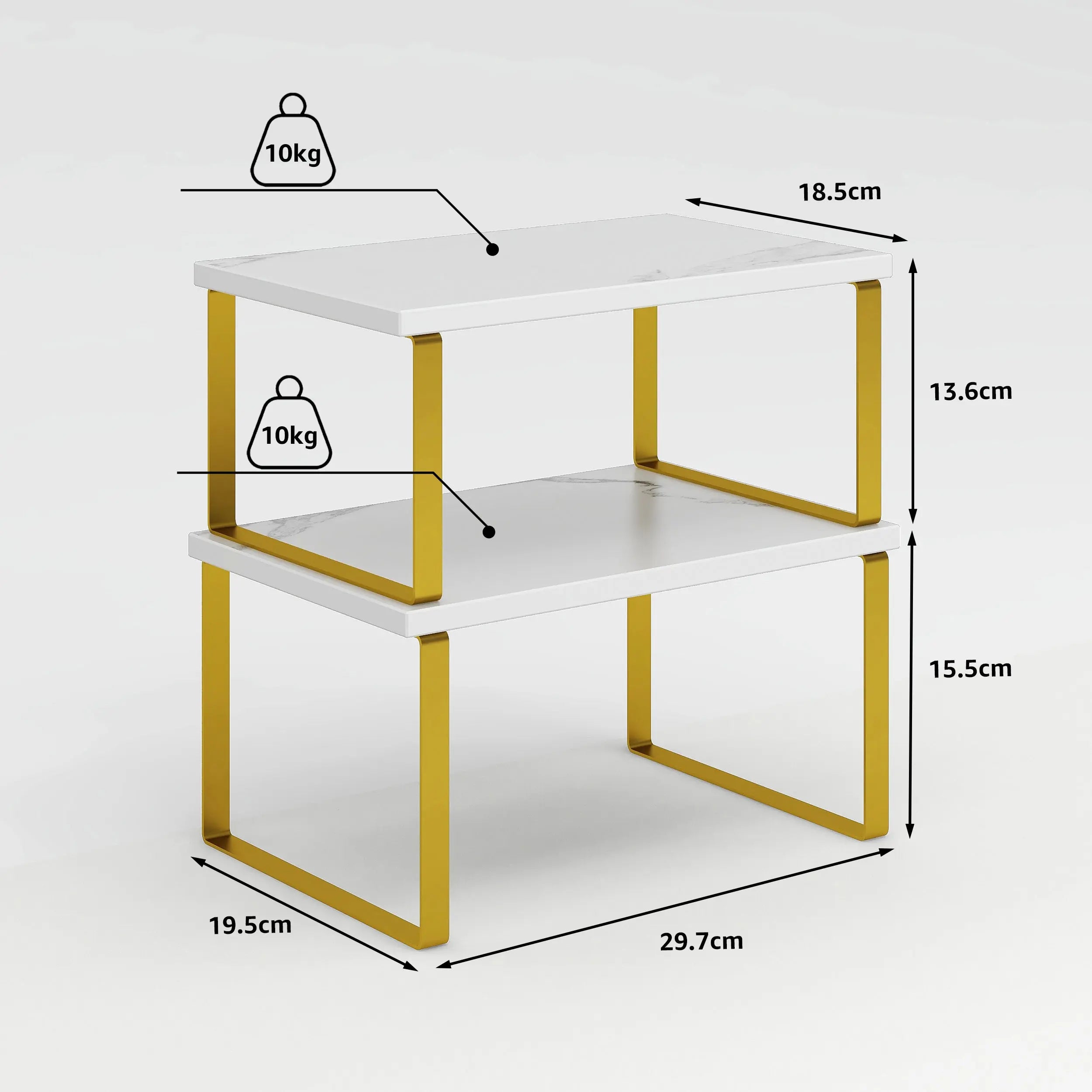 Set de 2 Organizadores de Estantes de Cocina, Estantería de Almacenamiento Apilable para Gabinete, con Tablero de Madera y Estructura de Metal MU:4LIFE