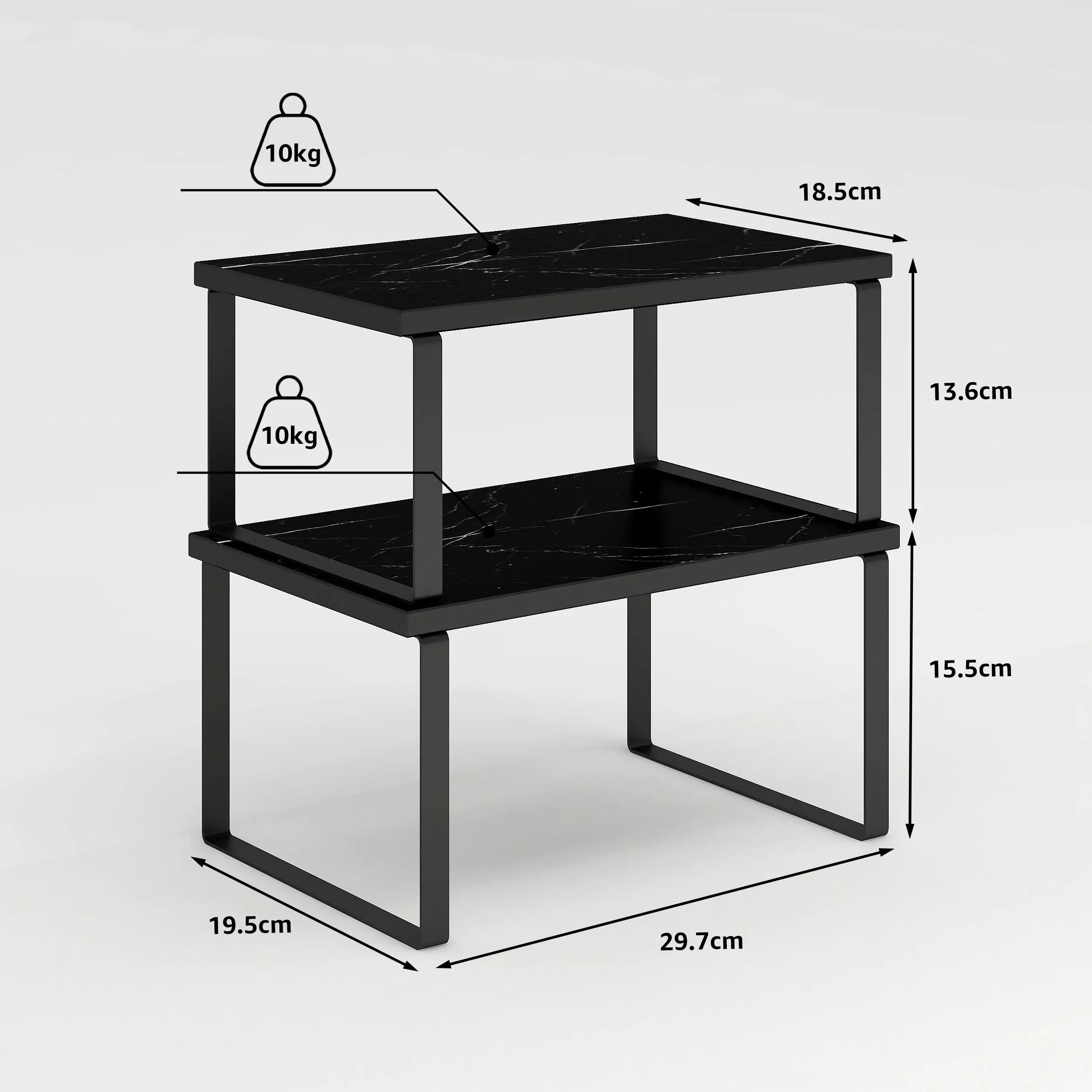 Set de 2 Organizadores de Estantes de Cocina, Estantería de Almacenamiento Apilable para Gabinete, con Tablero de Madera y Estructura de Metal MU:4LIFE