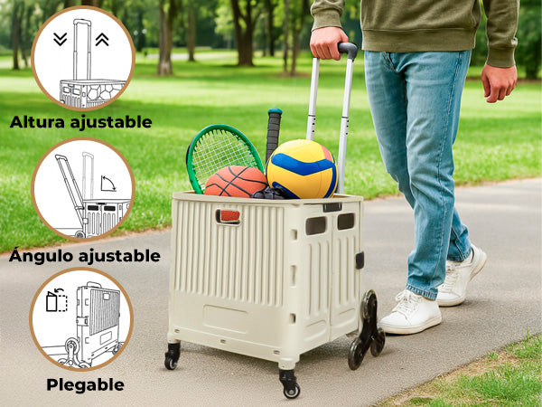 Carrito De Mandado Carga 54 L Plegable Con Rueda Subescalera