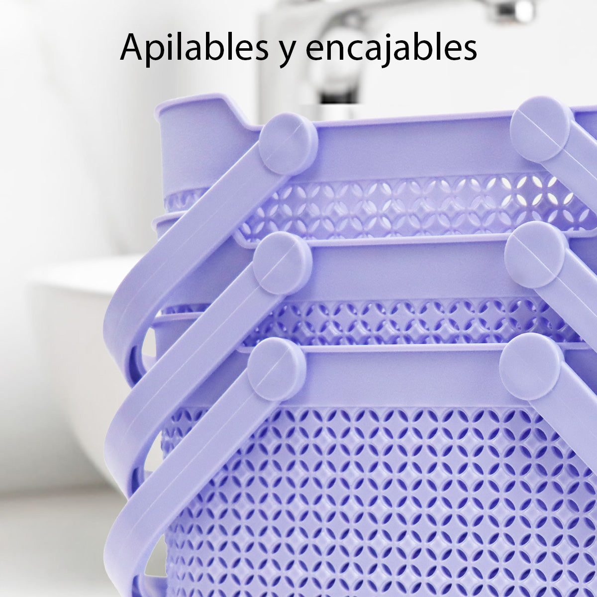 Set de 3 Canastas Plásticas con Mango – Organizadores Multiuso para Cocina, Baño u Oficina