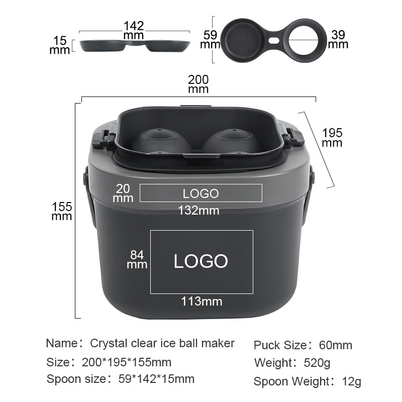Molde Bandeja para Hielos Cristalinos de 4 bolas de 6cm, Ideal para Whisky, Cócteles y Bebida