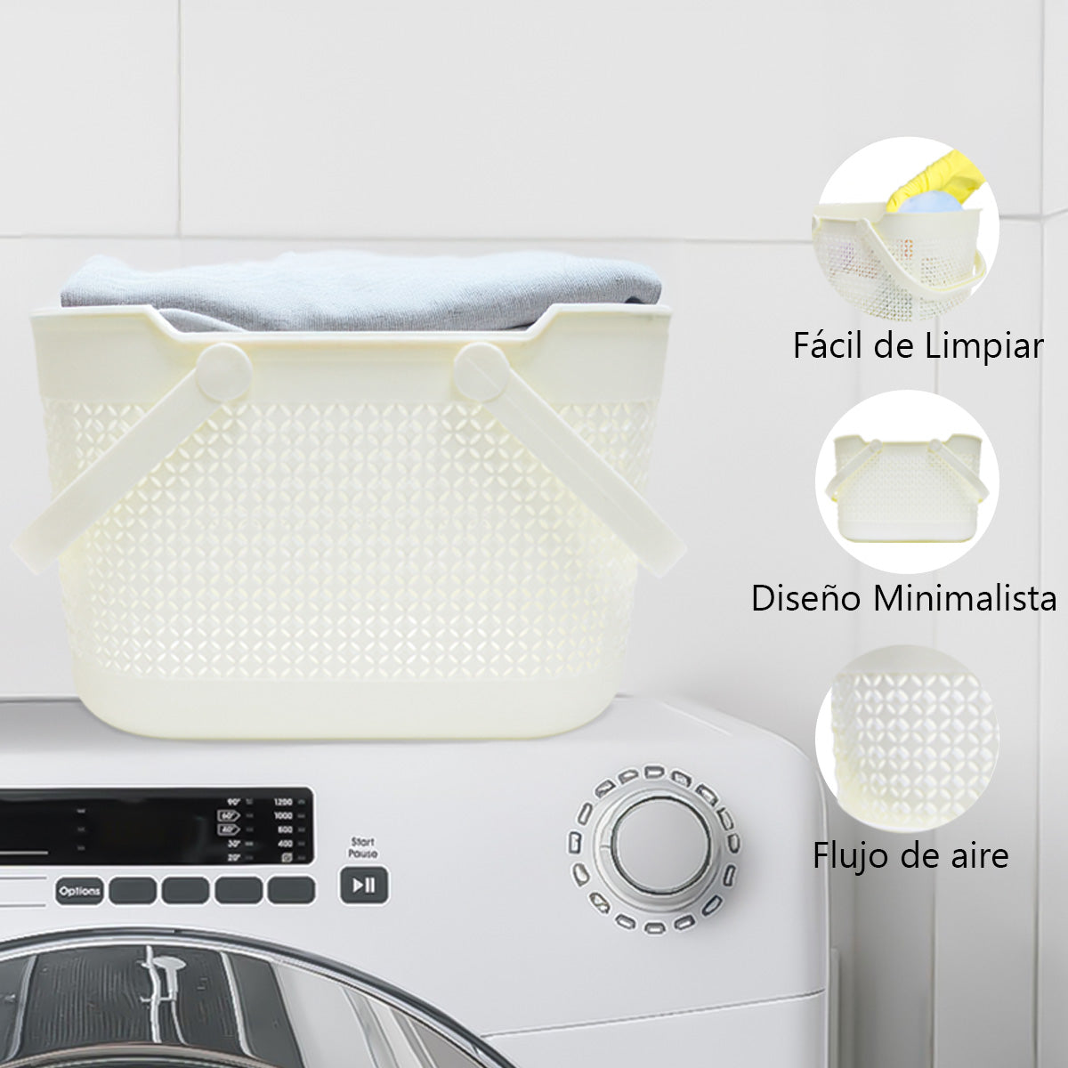 Set de 3 Canastas Plásticas con Mango – Organizadores Multiuso para Cocina, Baño u Oficina