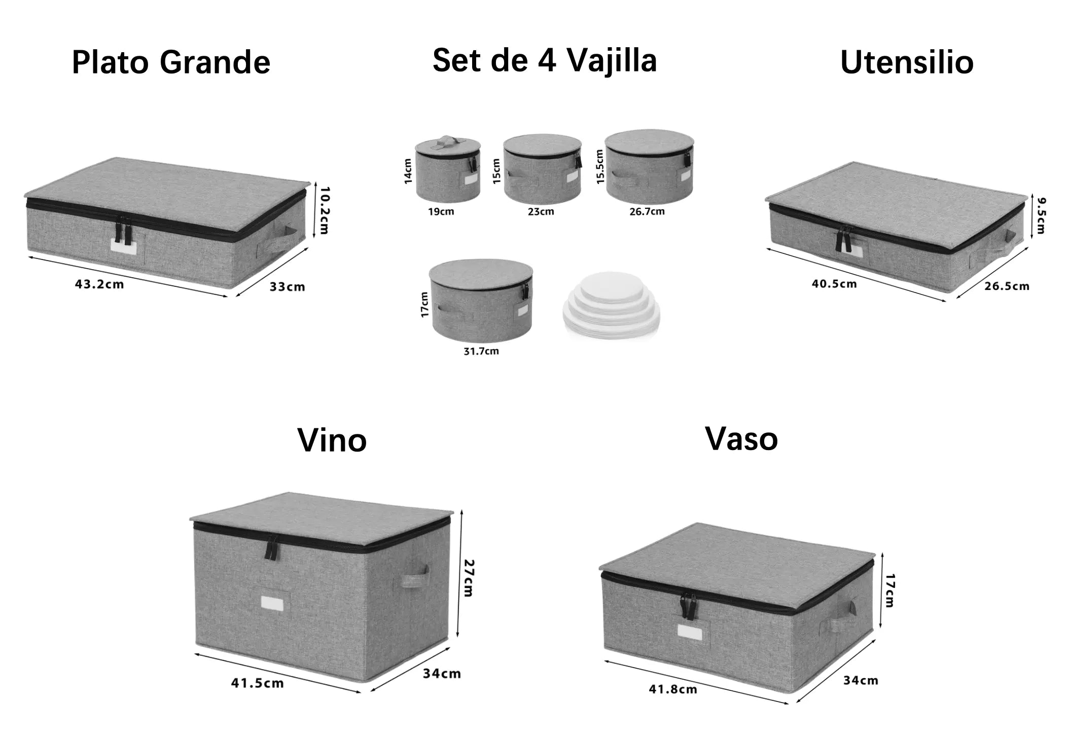 Set de 8 Cajas para Almacenar Vajilla: Platos, Cubiertos, Tazas, Copas de Vino y Vasos Contenedor de Carcasa Rígida y Acolchada MU:4LIFE