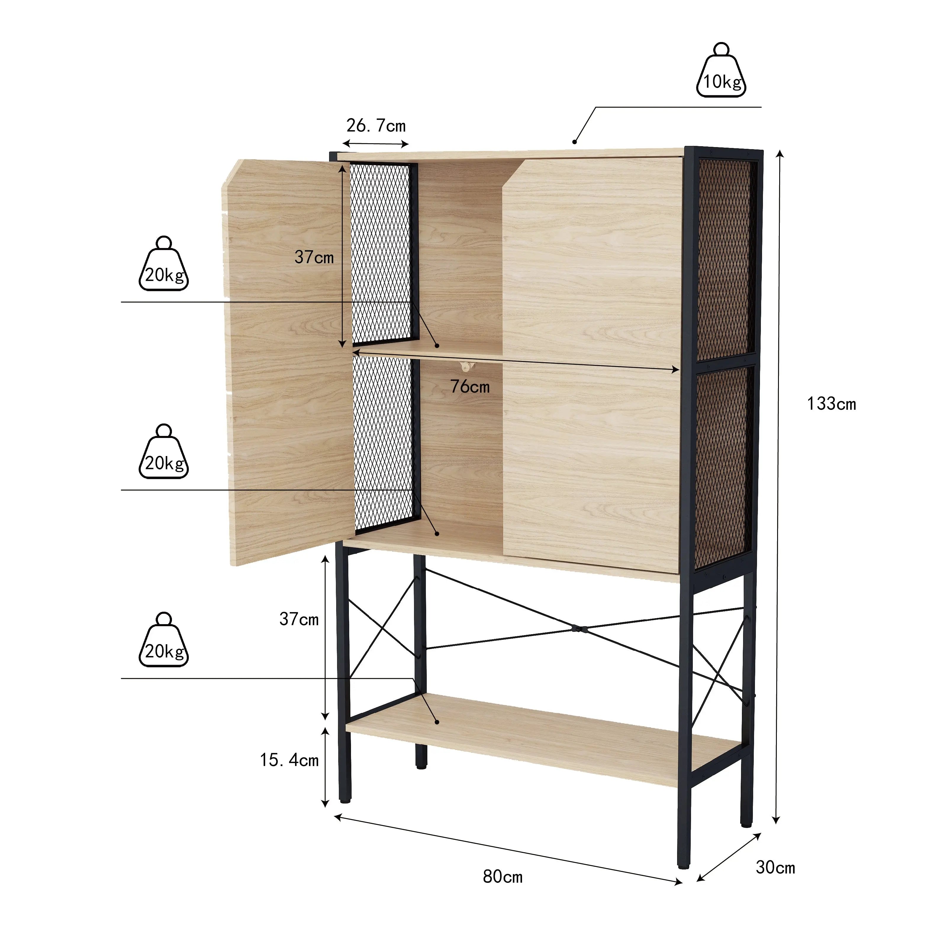 Estantería librero de madera y metal para organización y almacenamiento para hogar y oficina MU:4LIFE