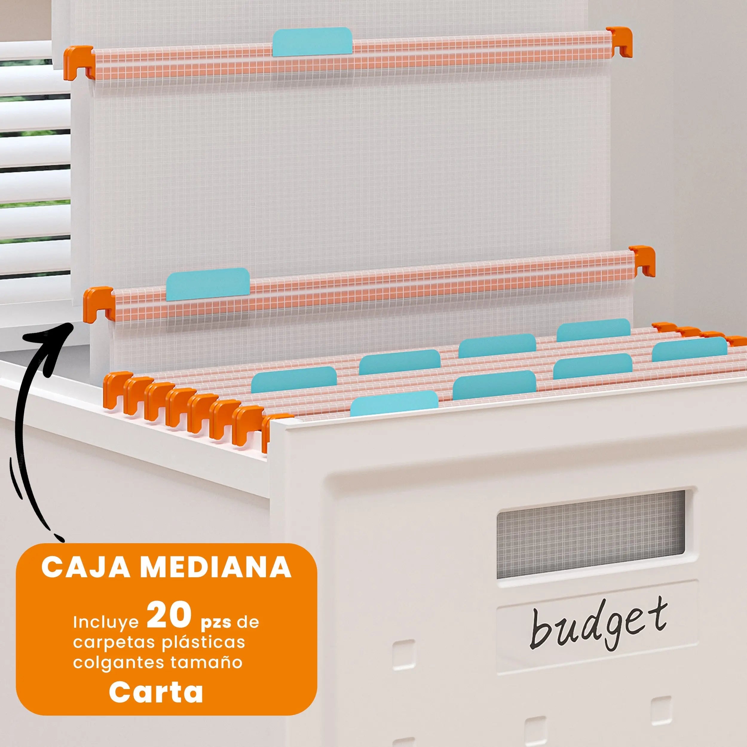 Set de 2 cajas de almacenamiento de archivo con ruedas, tapa y carpetas plásticas colgantes de tamaño carta, archivero organizador con caja individual y plegable MU:4LIFE