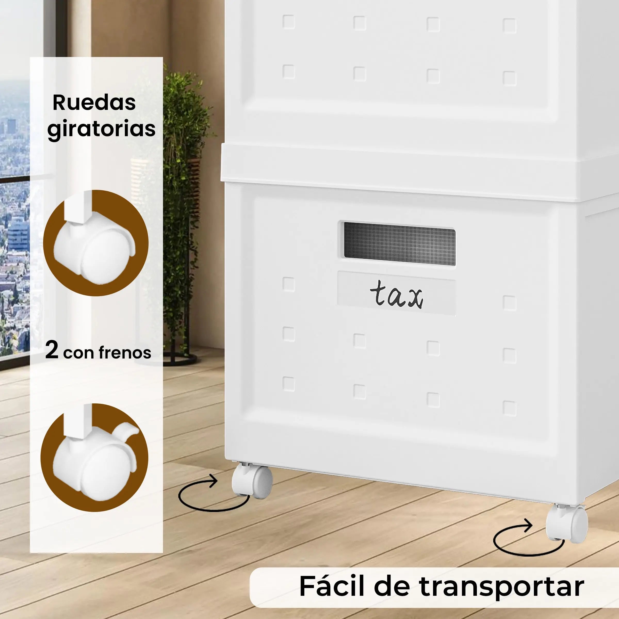 Set de 2 cajas de almacenamiento de archivo con ruedas, tapa y carpetas plásticas colgantes de tamaño carta, archivero organizador con caja individual y plegable MU:4LIFE