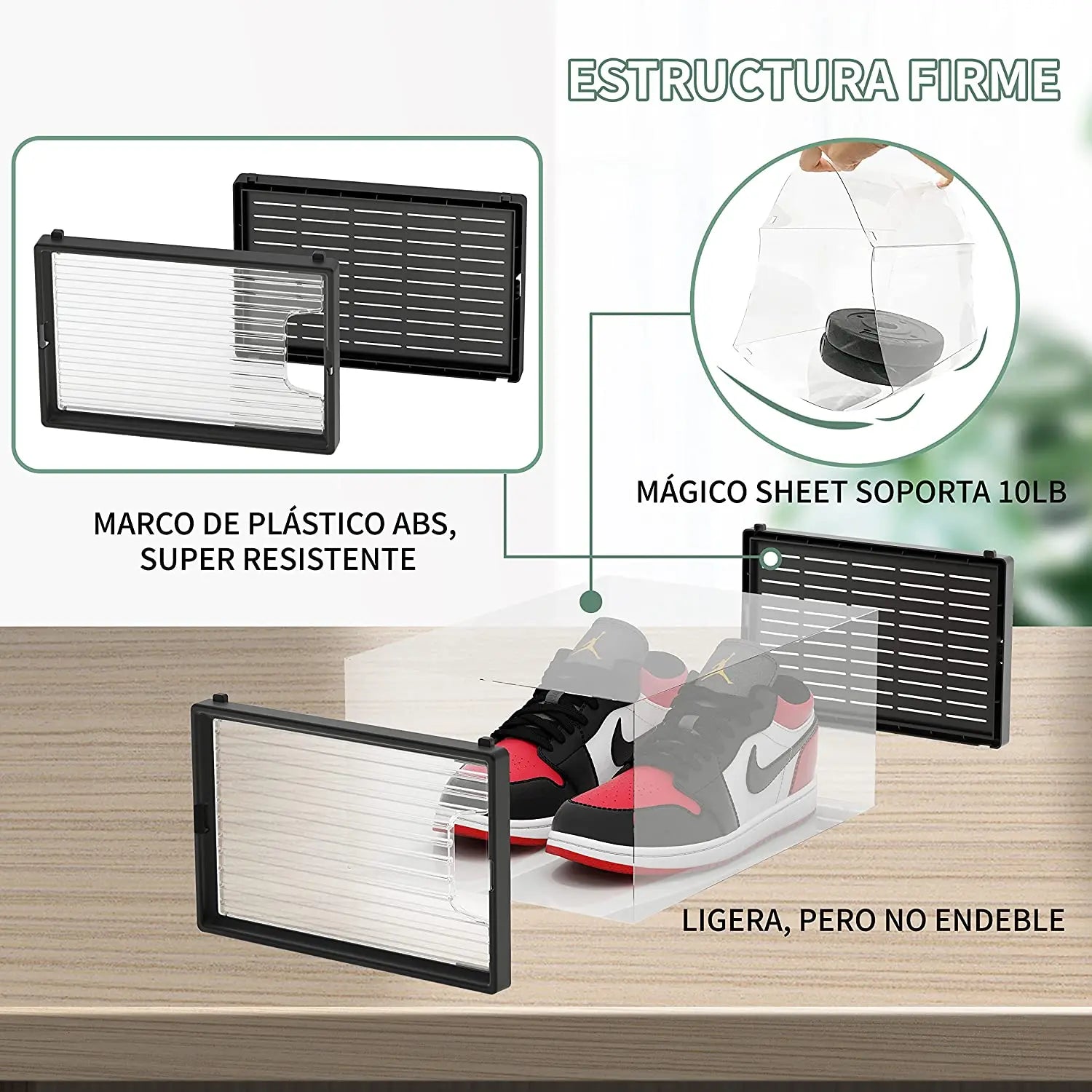 Organizadores transparentes para zapatos, apilables y multifuncionales para hogar (6 piezas) MU:4LIFE