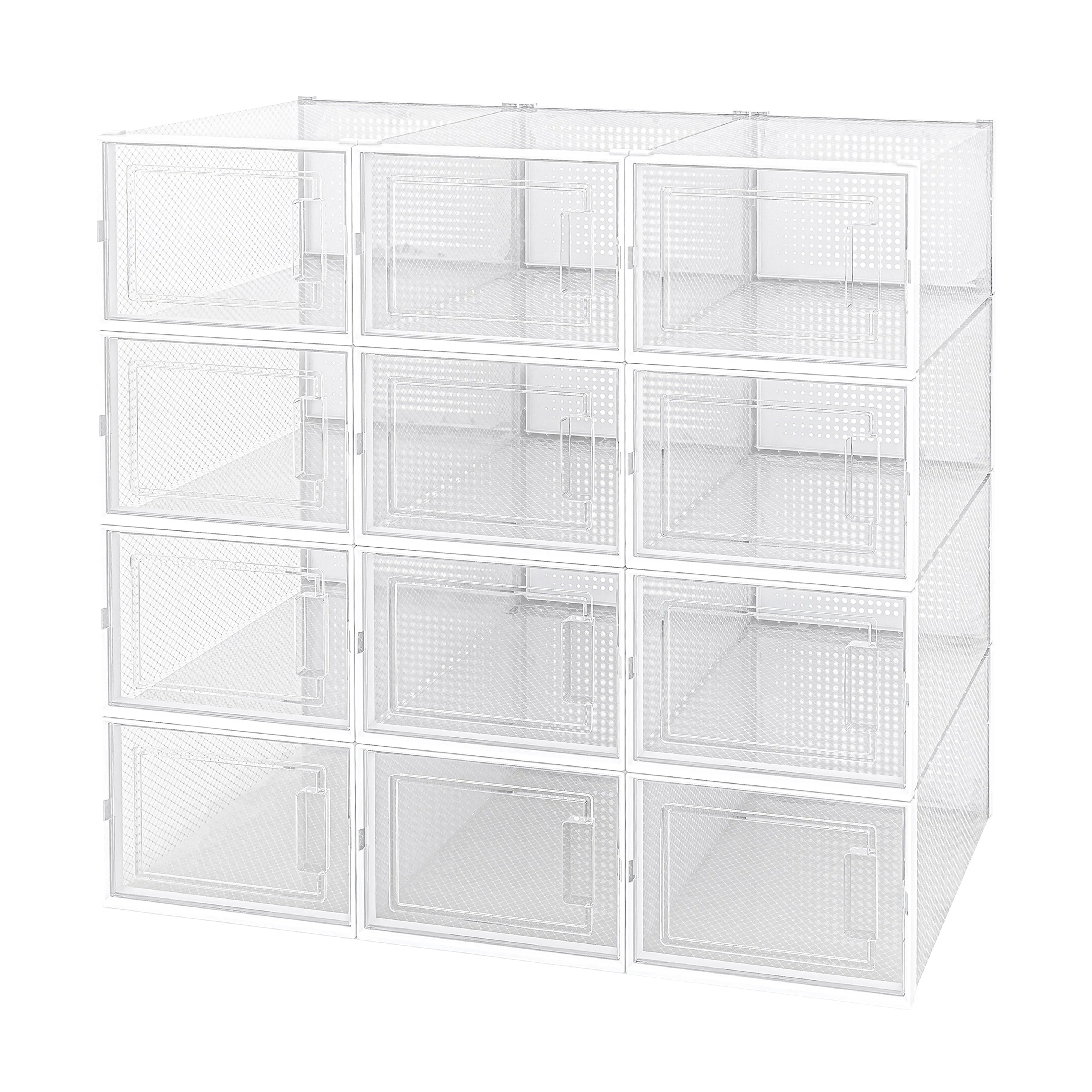 Organizador para zapatos, puerta transparente y lateral translúcido, apilables y multifuncional para hogar(12 Piezas) MU:4LIFE