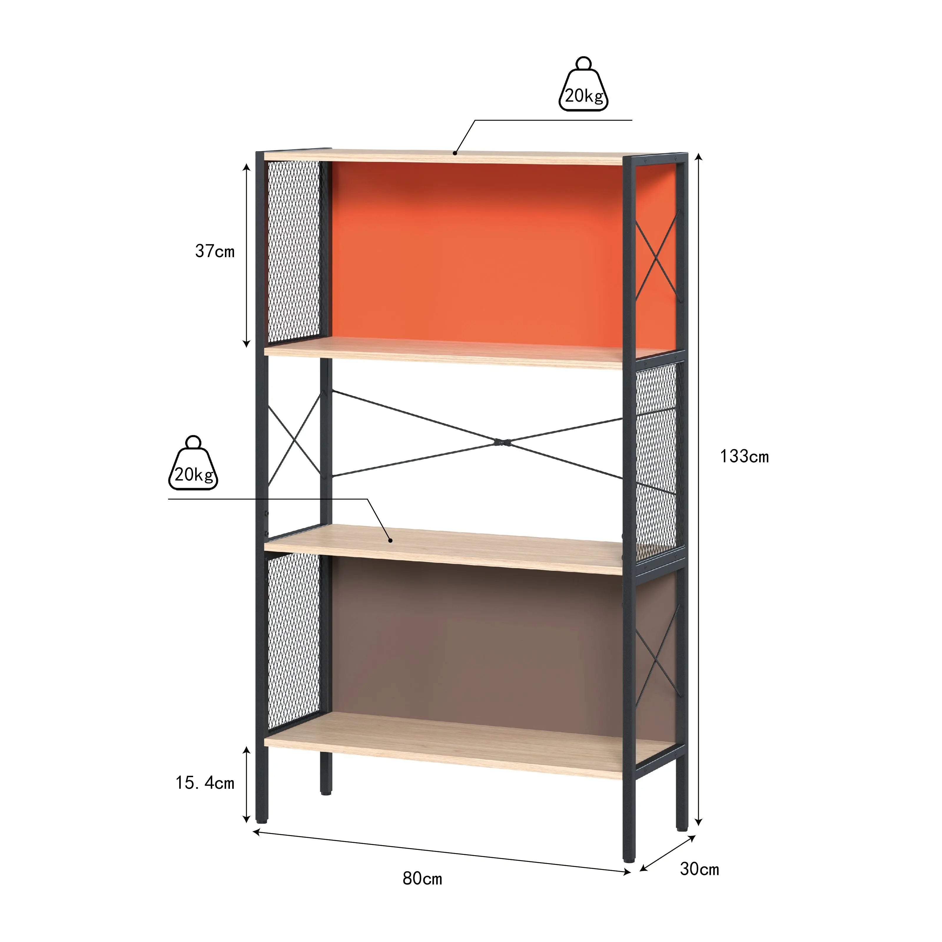 Estantería librero de madera y metal para organización y almacenamiento para hogar y oficina MU:4LIFE