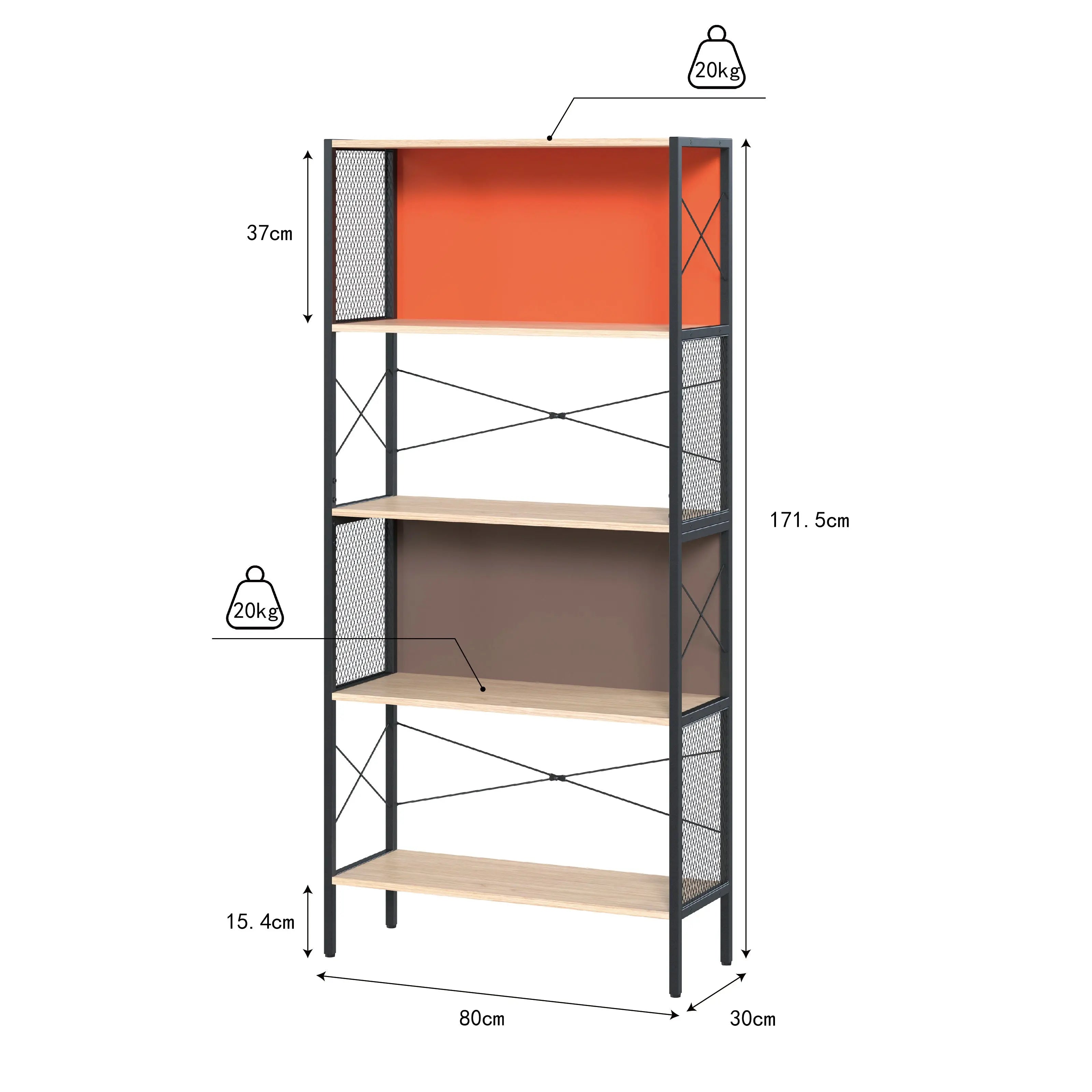 Estantería librero de madera y metal para organización y almacenamiento para hogar y oficina MU:4LIFE