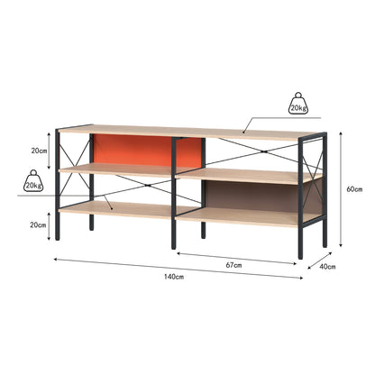 Estantería ancha metálico de madera y metal, Centro de entretenimiento para TV