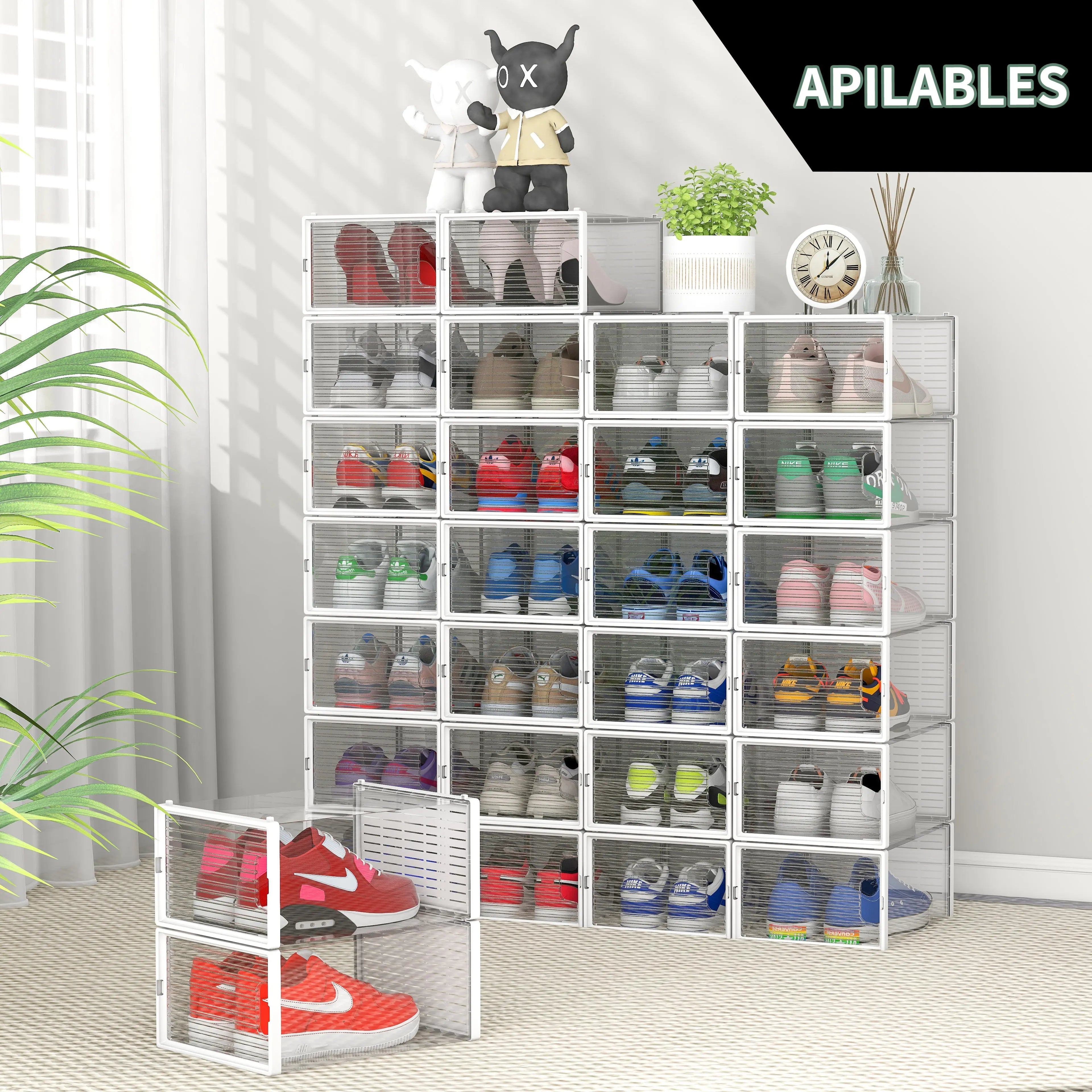 Organizadores transparentes para zapatos, apilables y multifuncionales para hogar (12 piezas) MU:4LIFE