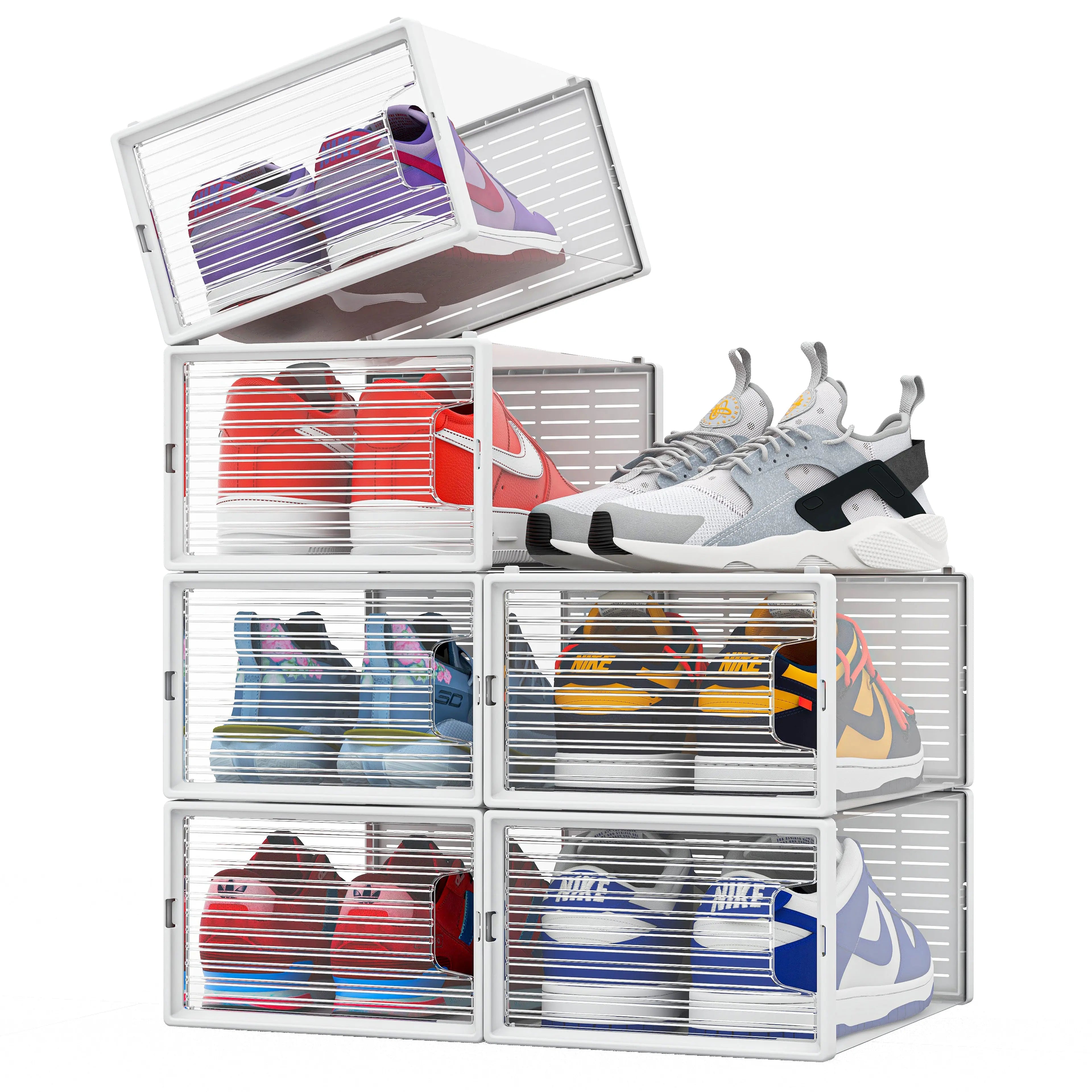 Organizadores transparentes para zapatos, apilables y multifuncionales para hogar (6 piezas) MU:4LIFE