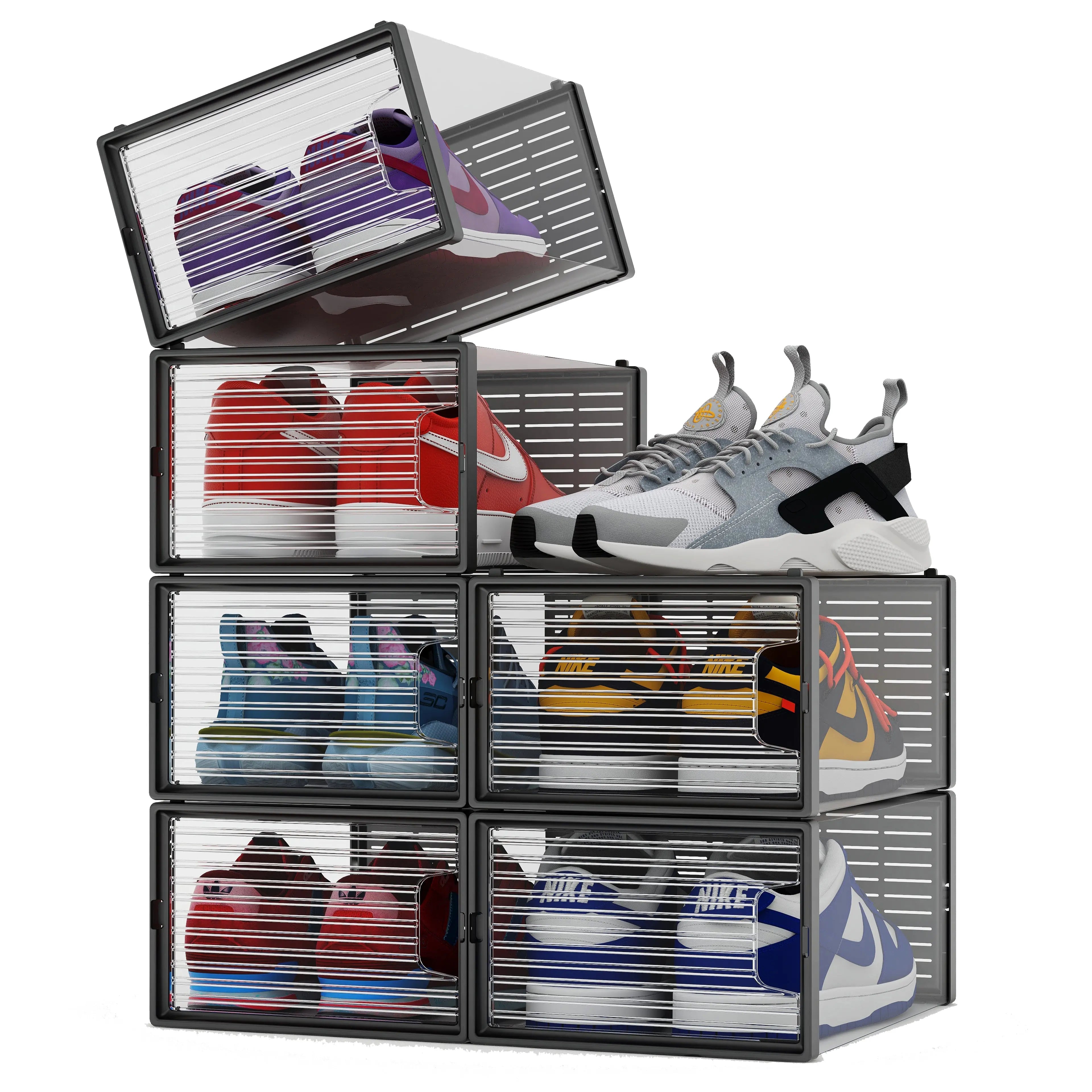 Organizadores transparentes para zapatos, apilables y multifuncionales para hogar (6 piezas) MU:4LIFE