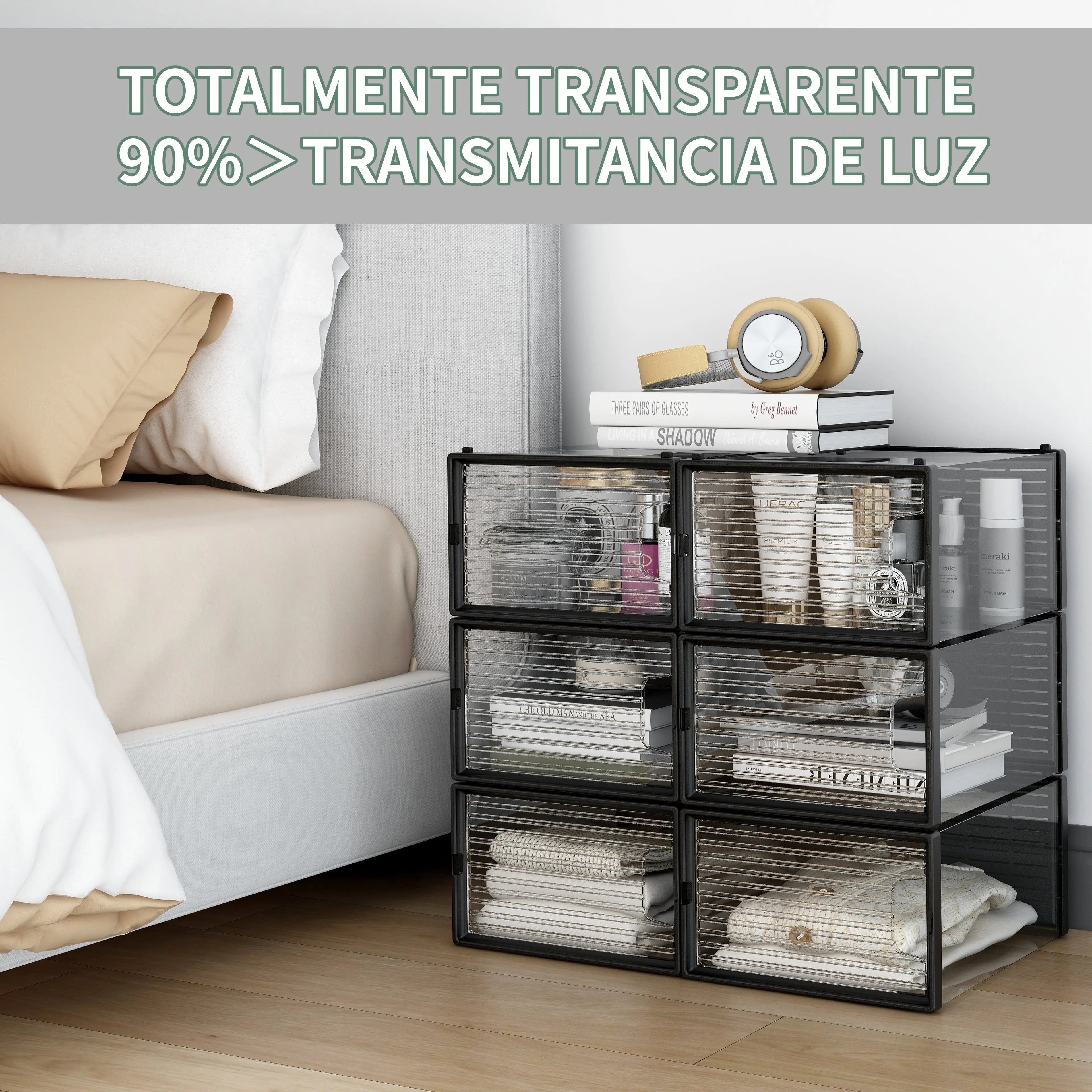 Organizadores transparentes para zapatos, apilables y multifuncionales para hogar (12 piezas) MU:4LIFE