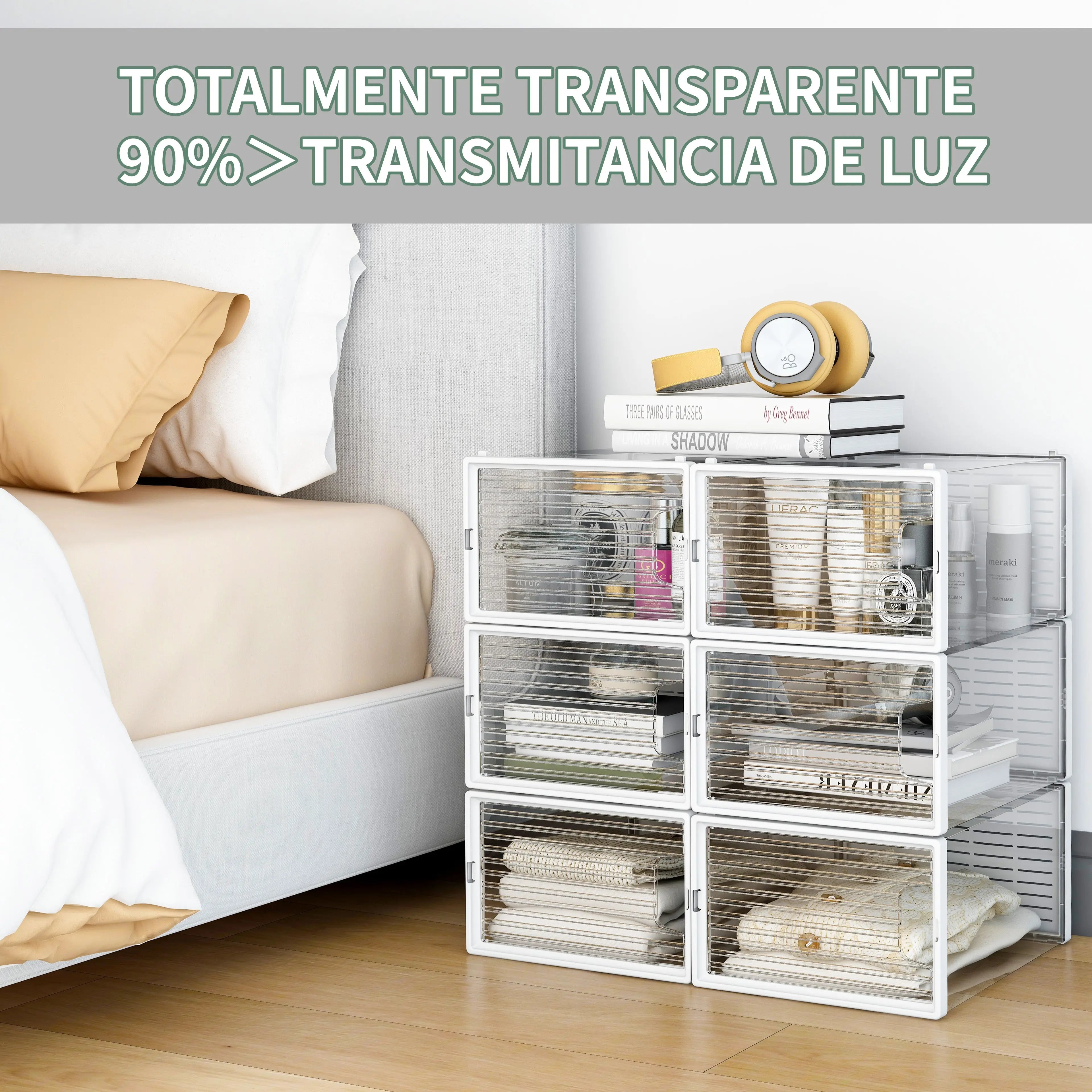 Organizadores transparentes para zapatos, apilables y multifuncionales para hogar (6 piezas) MU:4LIFE